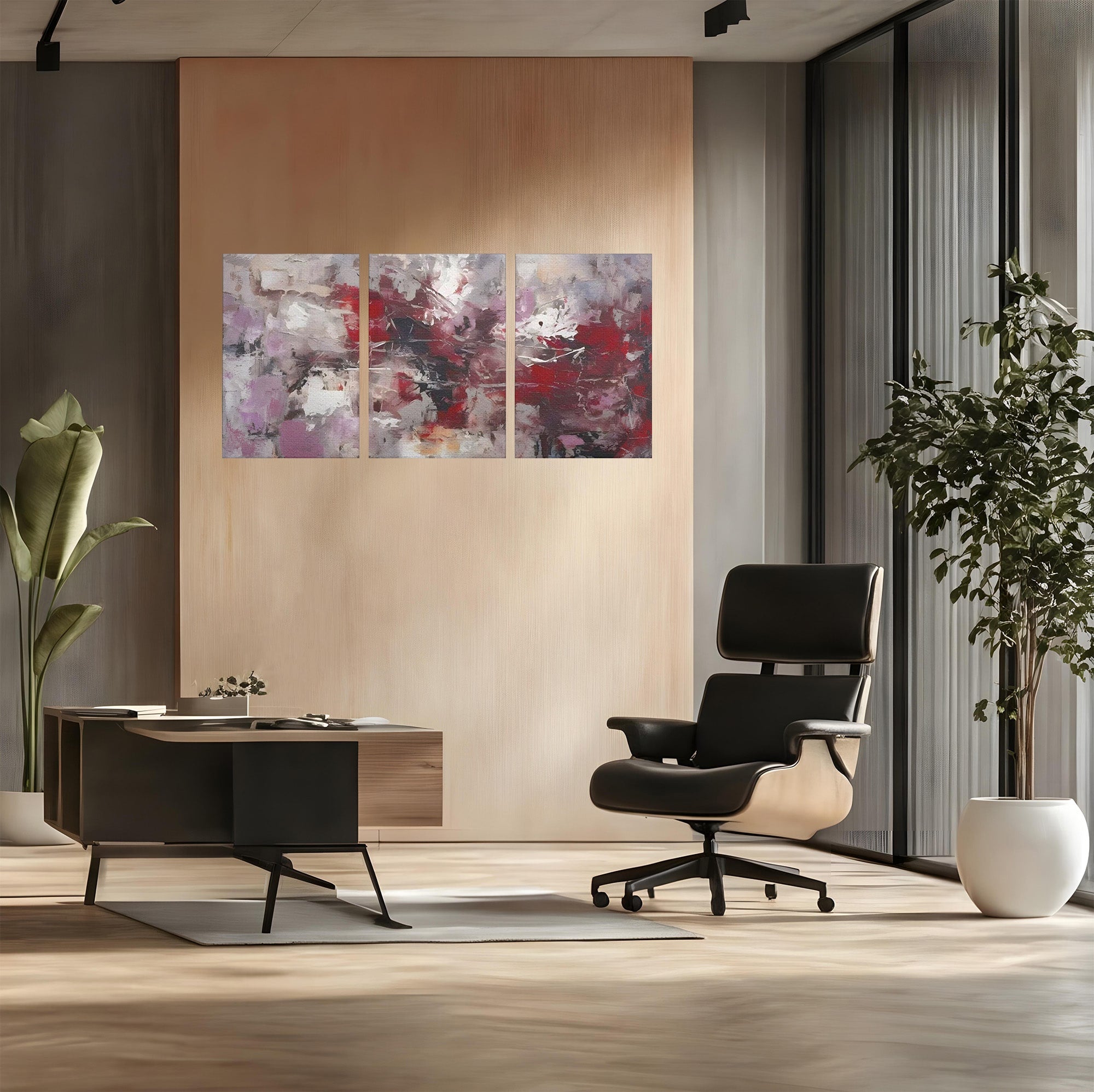 Set 3 Tablouri Canvas Premium LuxCanva® C3-1221, Pete De Culoare Tablou Abstract, Relaxare, Living Room, Culori Vibrante