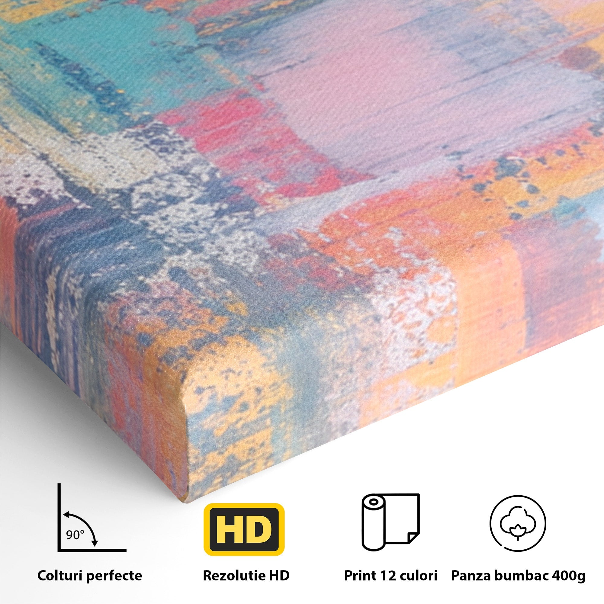 Set 3 Tablouri Canvas Premium LuxCanva® C3-1226, Abstract Colors Landscape, Relaxare, Living Room, Culori Vibrante