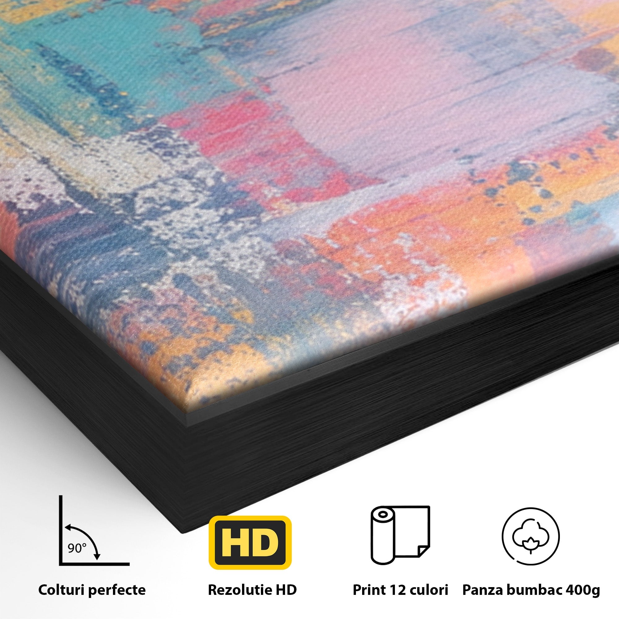 Set 3 Tablouri Canvas Premium LuxCanva® C3-1226, Abstract Colors Landscape, Relaxare, Living Room, Culori Vibrante