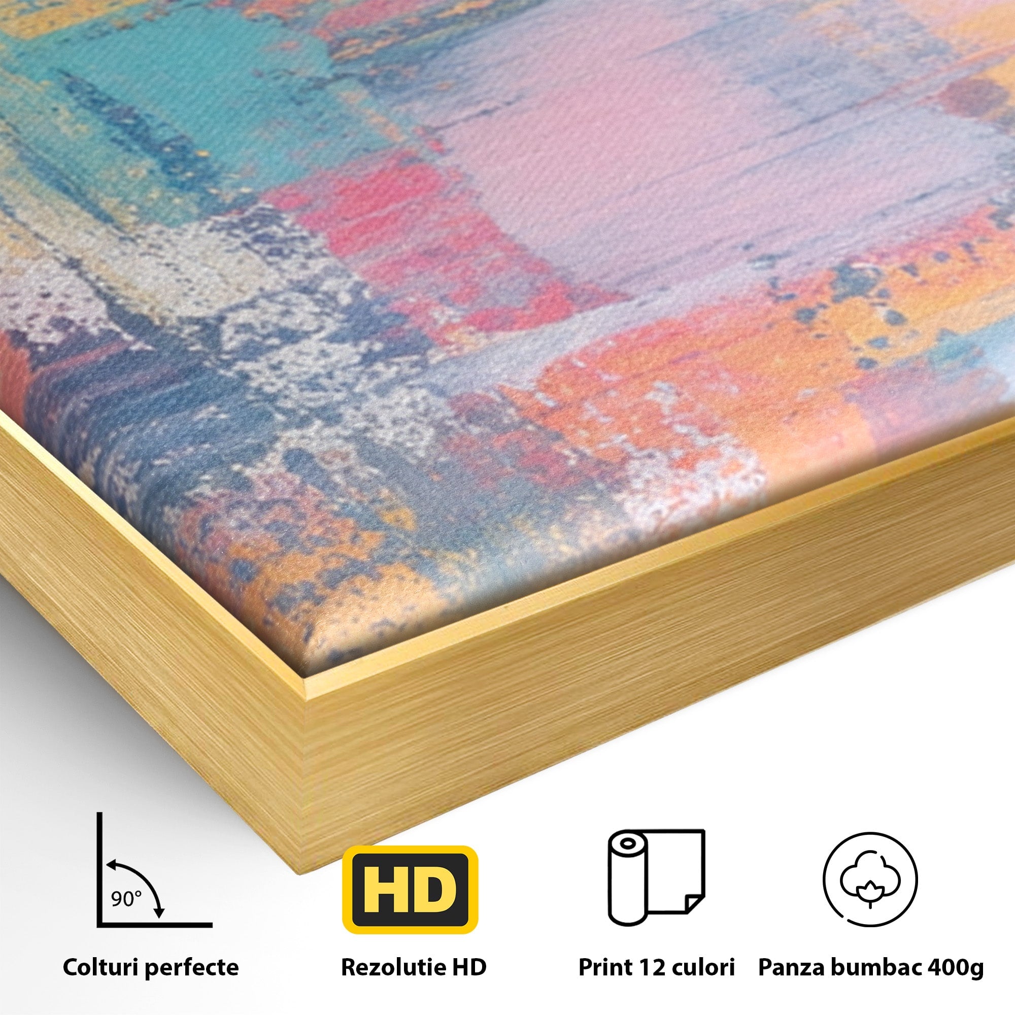 Set 3 Tablouri Canvas Premium LuxCanva® C3-1226, Abstract Colors Landscape, Relaxare, Living Room, Culori Vibrante