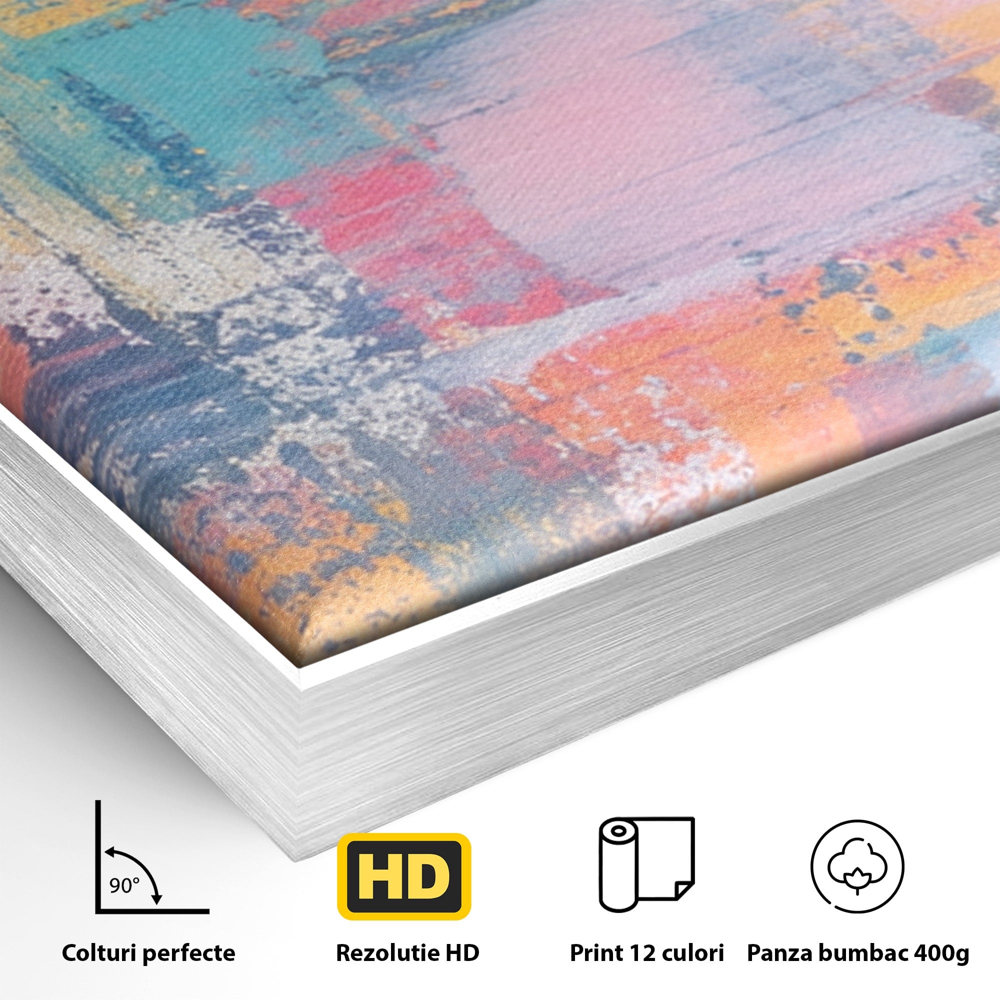 Set 3 Tablouri Canvas Premium LuxCanva® C3-1226, Abstract Colors Landscape, Relaxare, Living Room, Culori Vibrante