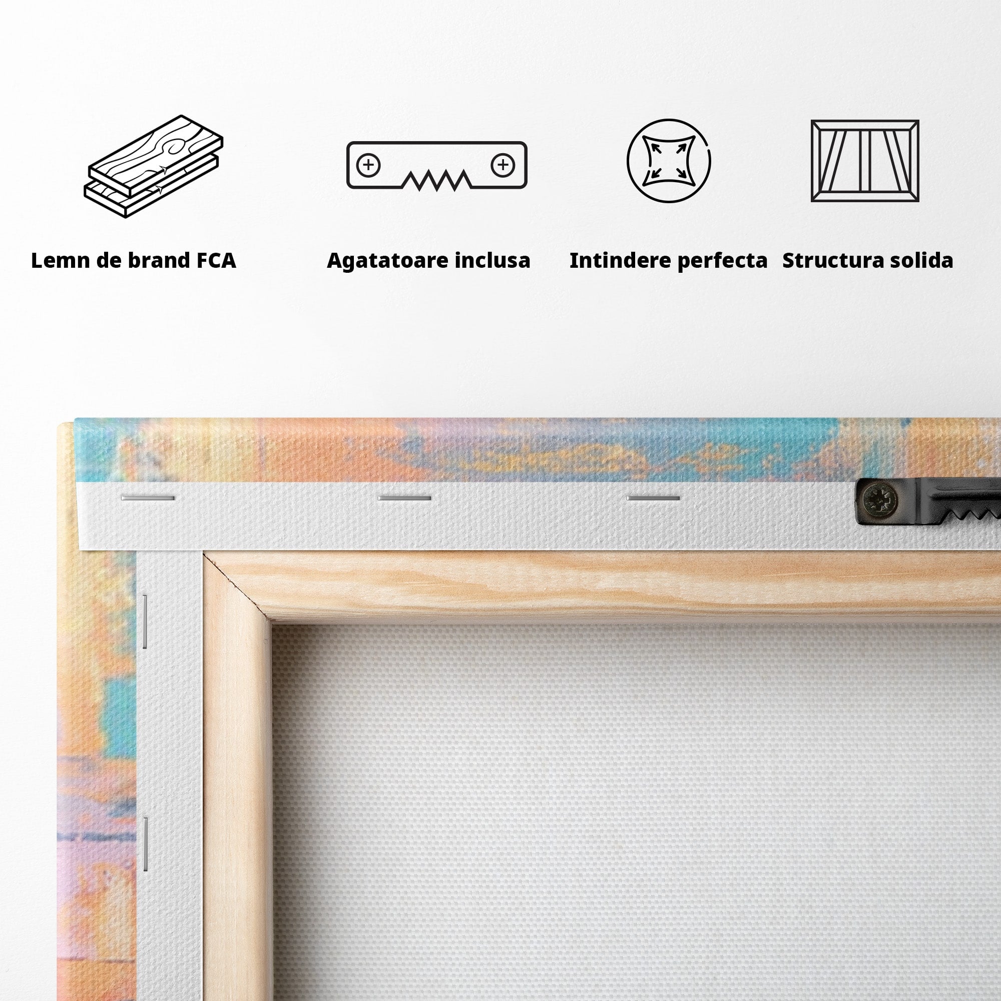 Set 3 Tablouri Canvas Premium LuxCanva® C3-1226, Abstract Colors Landscape, Relaxare, Living Room, Culori Vibrante