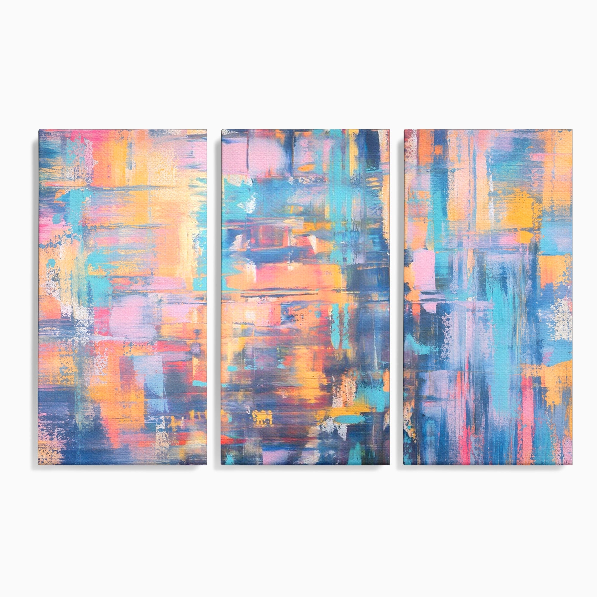 Set 3 Tablouri Canvas Premium LuxCanva® C3-1226, Abstract Colors Landscape, Relaxare, Living Room, Culori Vibrante
