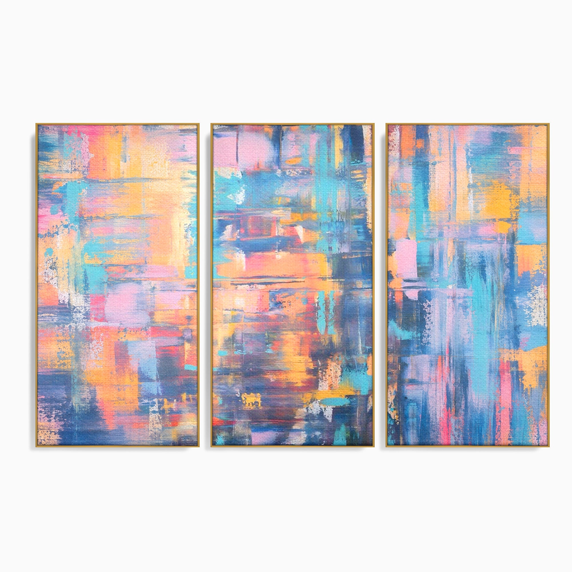 Set 3 Tablouri Canvas Premium LuxCanva® C3-1226, Abstract Colors Landscape, Relaxare, Living Room, Culori Vibrante