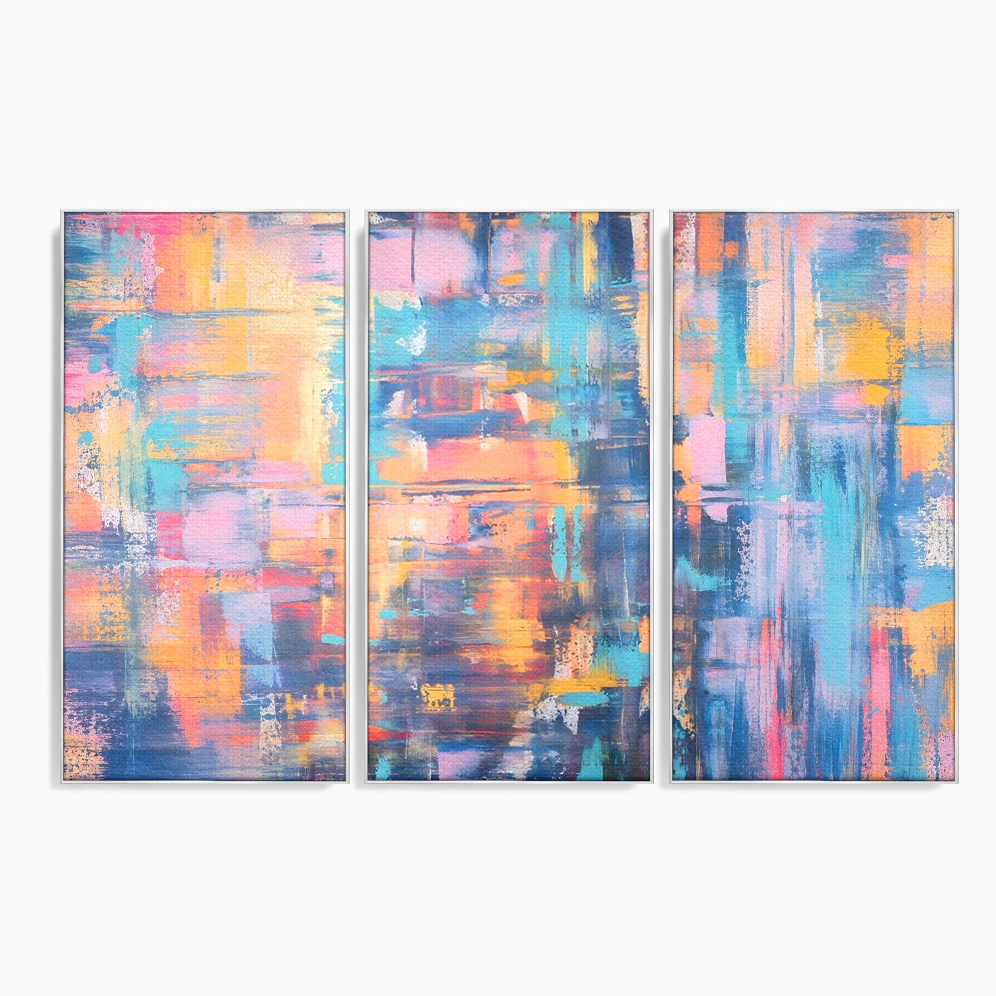 Set 3 Tablouri Canvas Premium LuxCanva® C3-1226, Abstract Colors Landscape, Relaxare, Living Room, Culori Vibrante