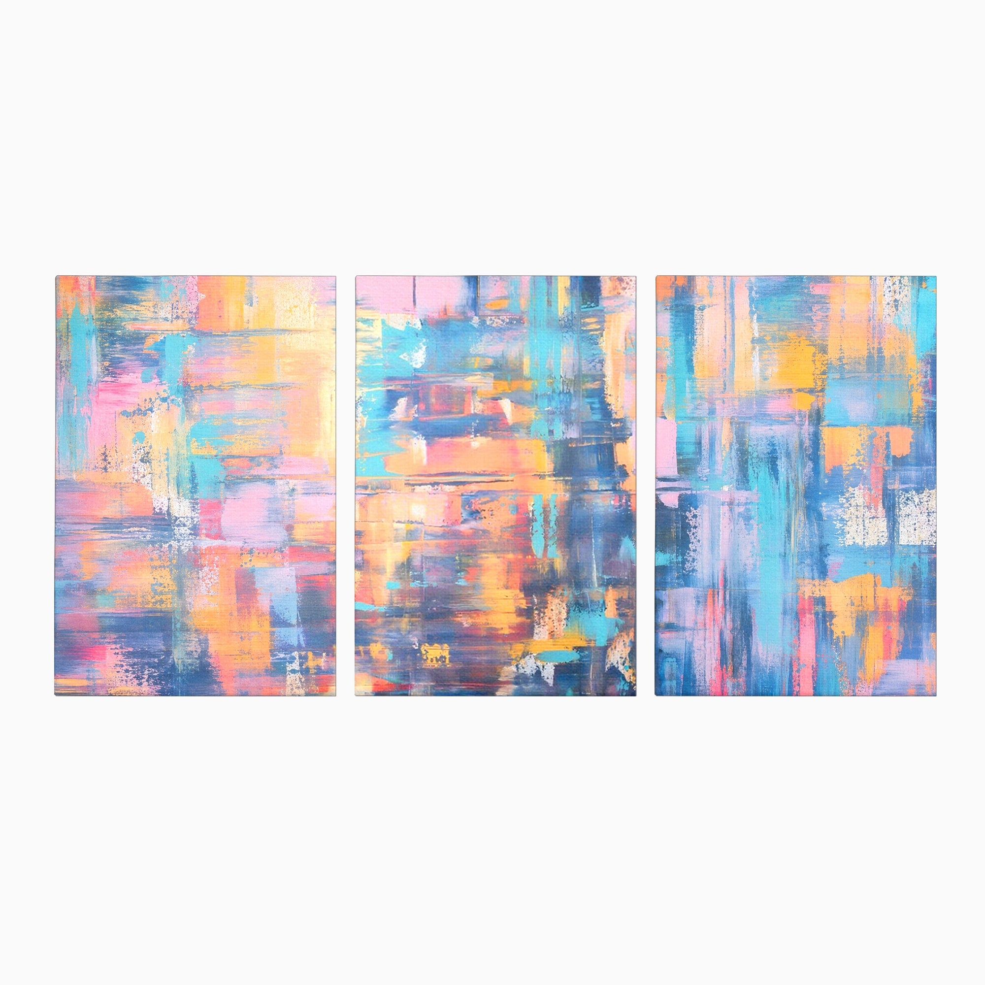 Set 3 Tablouri Canvas Premium LuxCanva® C3-1226, Abstract Colors Landscape, Relaxare, Living Room, Culori Vibrante