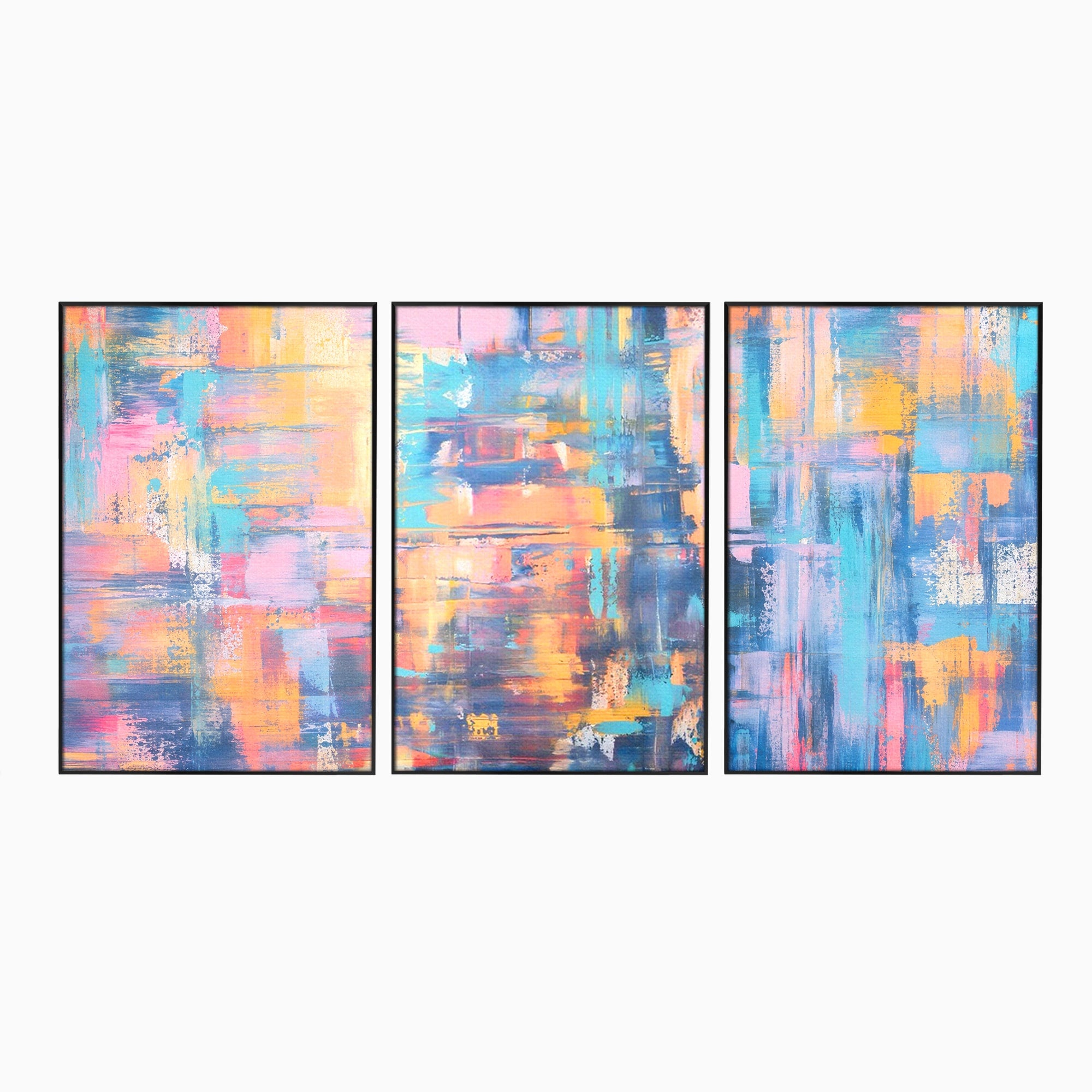 Set 3 Tablouri Canvas Premium LuxCanva® C3-1226, Abstract Colors Landscape, Relaxare, Living Room, Culori Vibrante