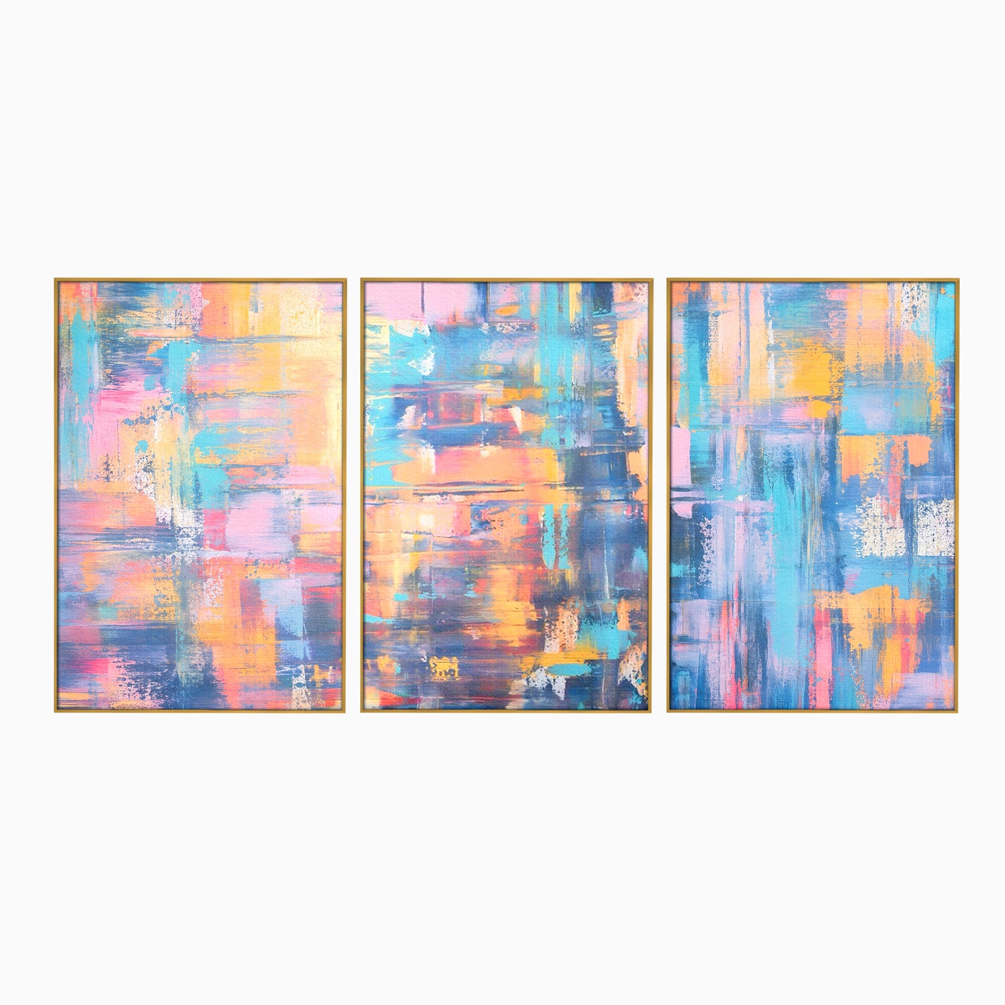 Set 3 Tablouri Canvas Premium LuxCanva® C3-1226, Abstract Colors Landscape, Relaxare, Living Room, Culori Vibrante