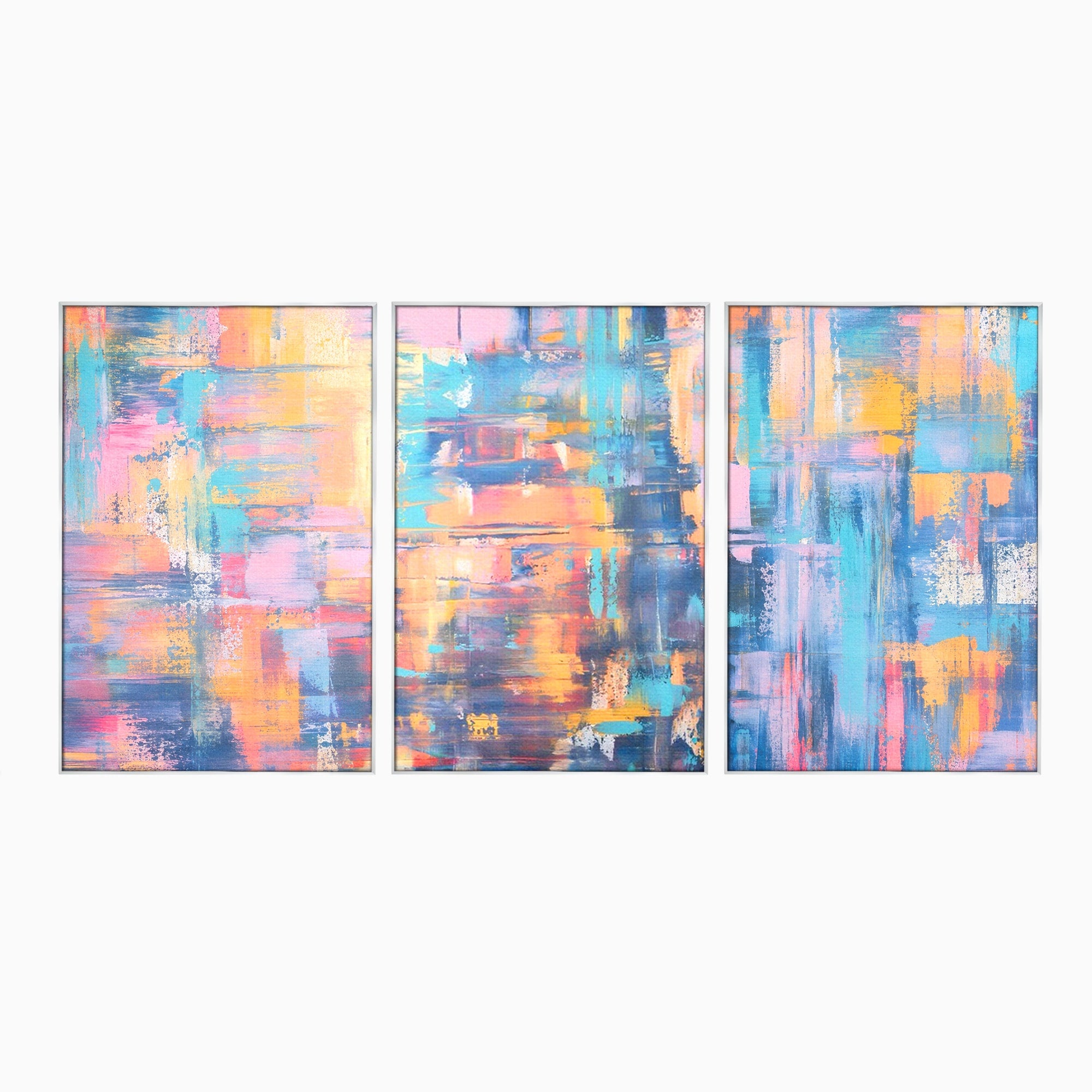 Set 3 Tablouri Canvas Premium LuxCanva® C3-1226, Abstract Colors Landscape, Relaxare, Living Room, Culori Vibrante