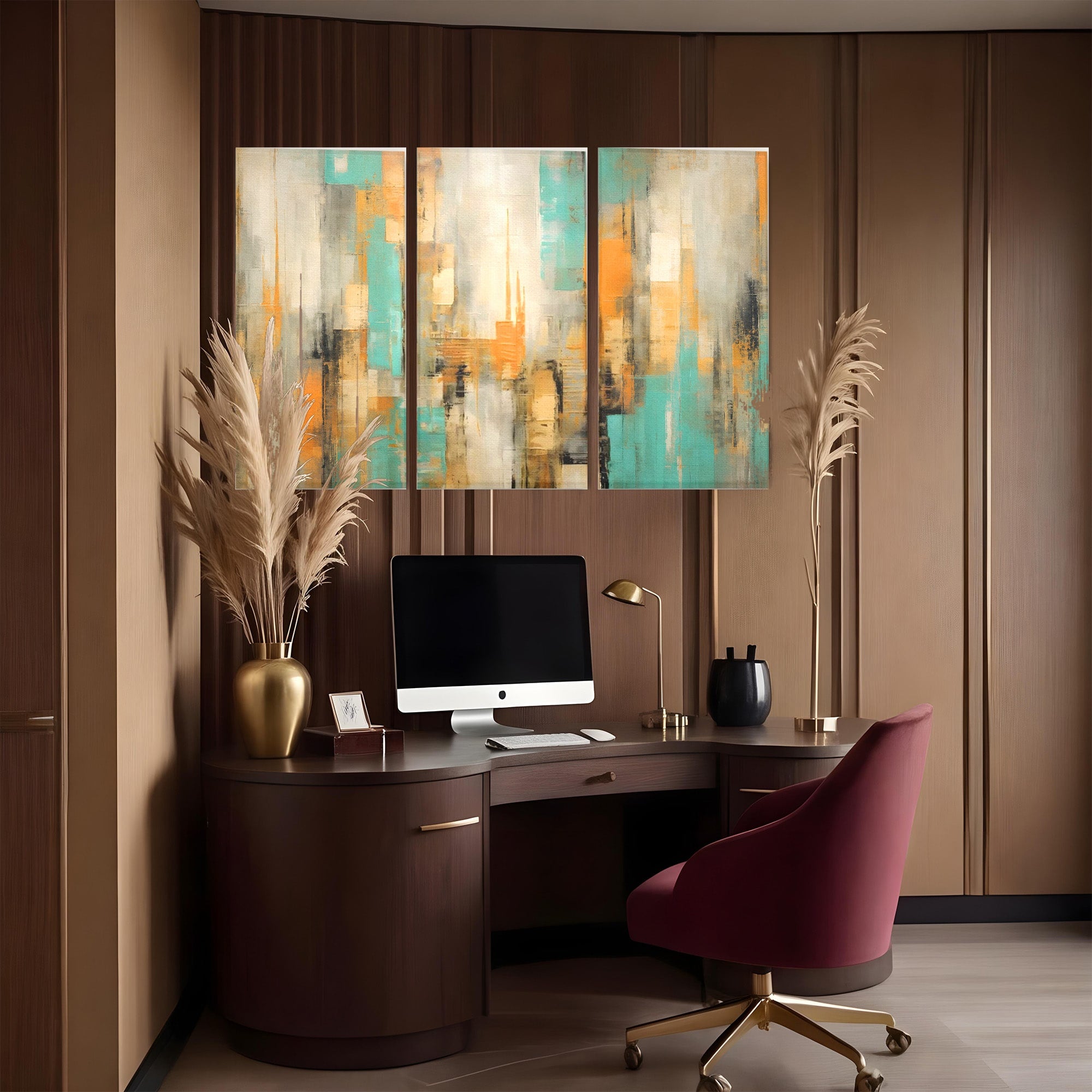 Set 3 Tablouri Canvas Premium LuxCanva® C3-1232, Abstract Colors Lanscape, Relaxare, Living Room, Culori Vibrante