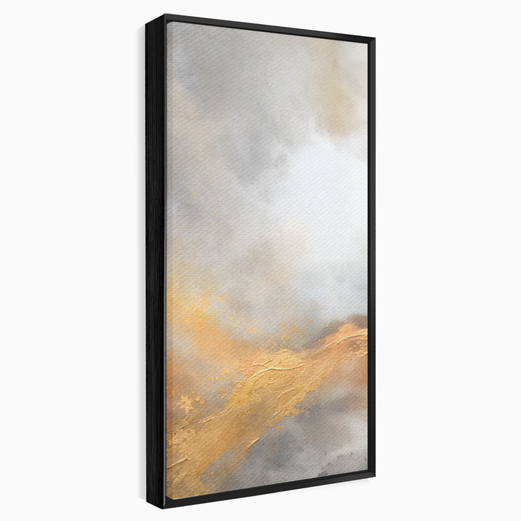 Set 3 Tablouri Canvas Premium LuxCanva® C3-1237, Gold And Grey Abstract Painting, Relaxare, Living Room, Culori Vibrante