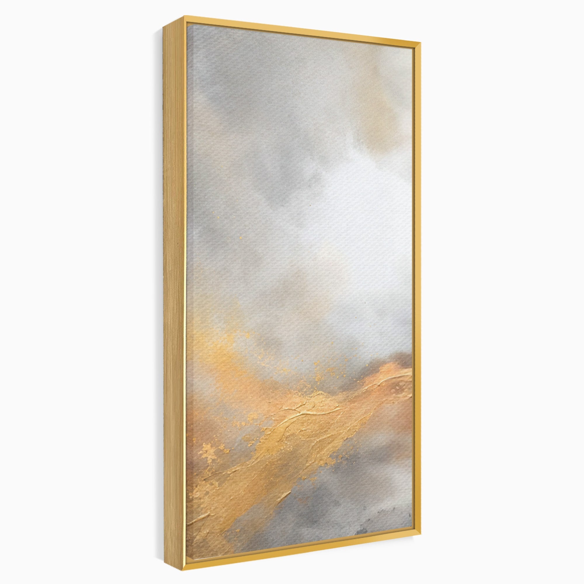 Set 3 Tablouri Canvas Premium LuxCanva® C3-1237, Gold And Grey Abstract Painting, Relaxare, Living Room, Culori Vibrante
