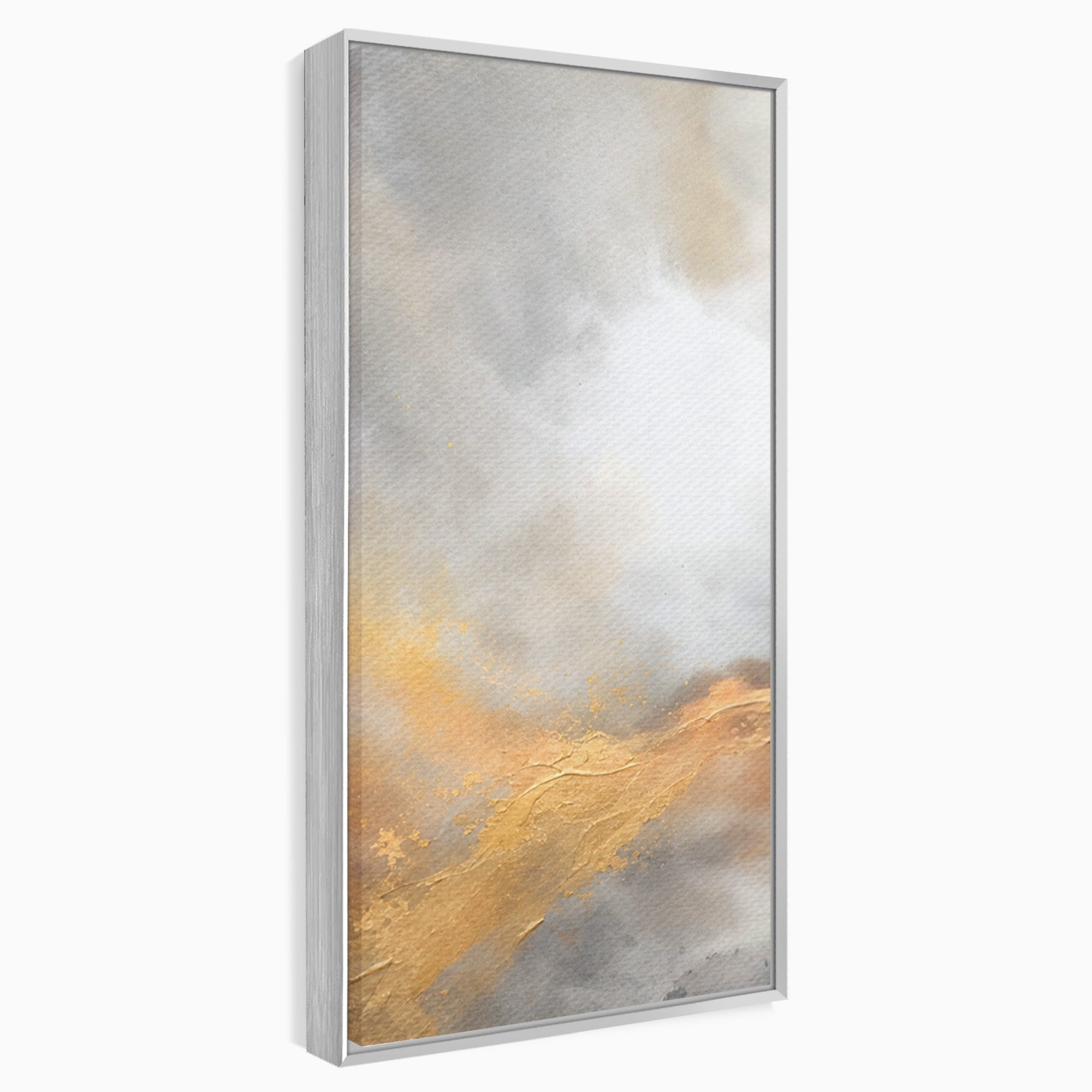 Set 3 Tablouri Canvas Premium LuxCanva® C3-1237, Gold And Grey Abstract Painting, Relaxare, Living Room, Culori Vibrante