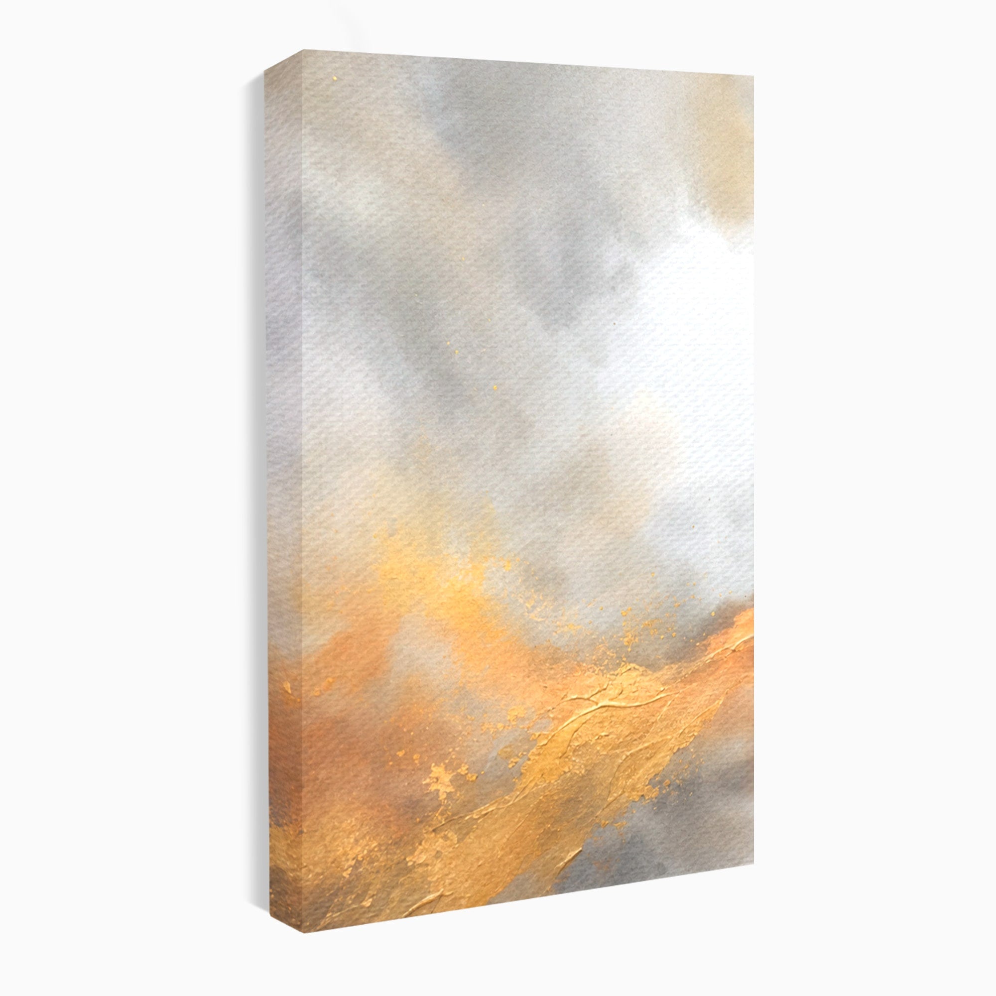 Set 3 Tablouri Canvas Premium LuxCanva® C3-1237, Gold And Grey Abstract Painting, Relaxare, Living Room, Culori Vibrante