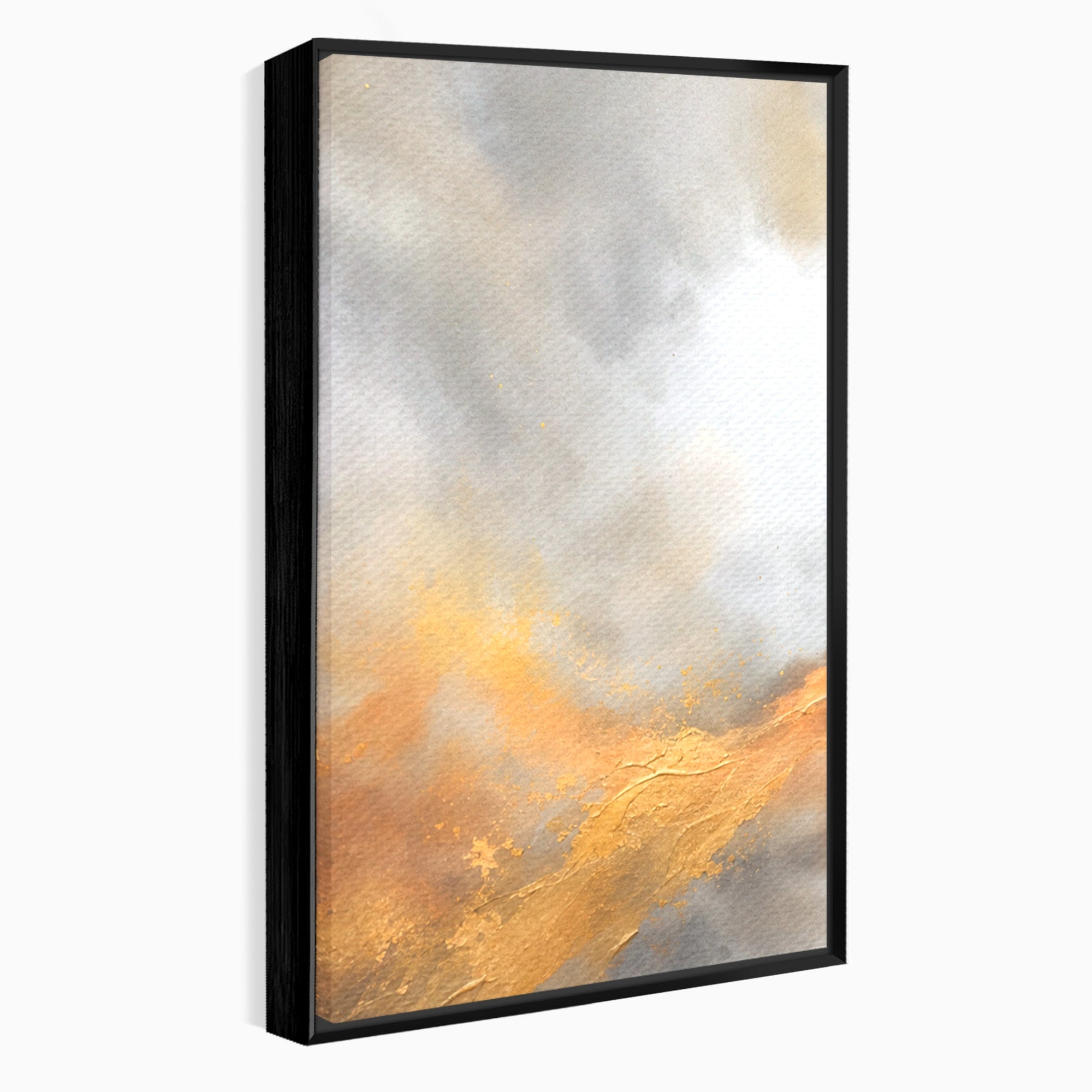 Set 3 Tablouri Canvas Premium LuxCanva® C3-1237, Gold And Grey Abstract Painting, Relaxare, Living Room, Culori Vibrante