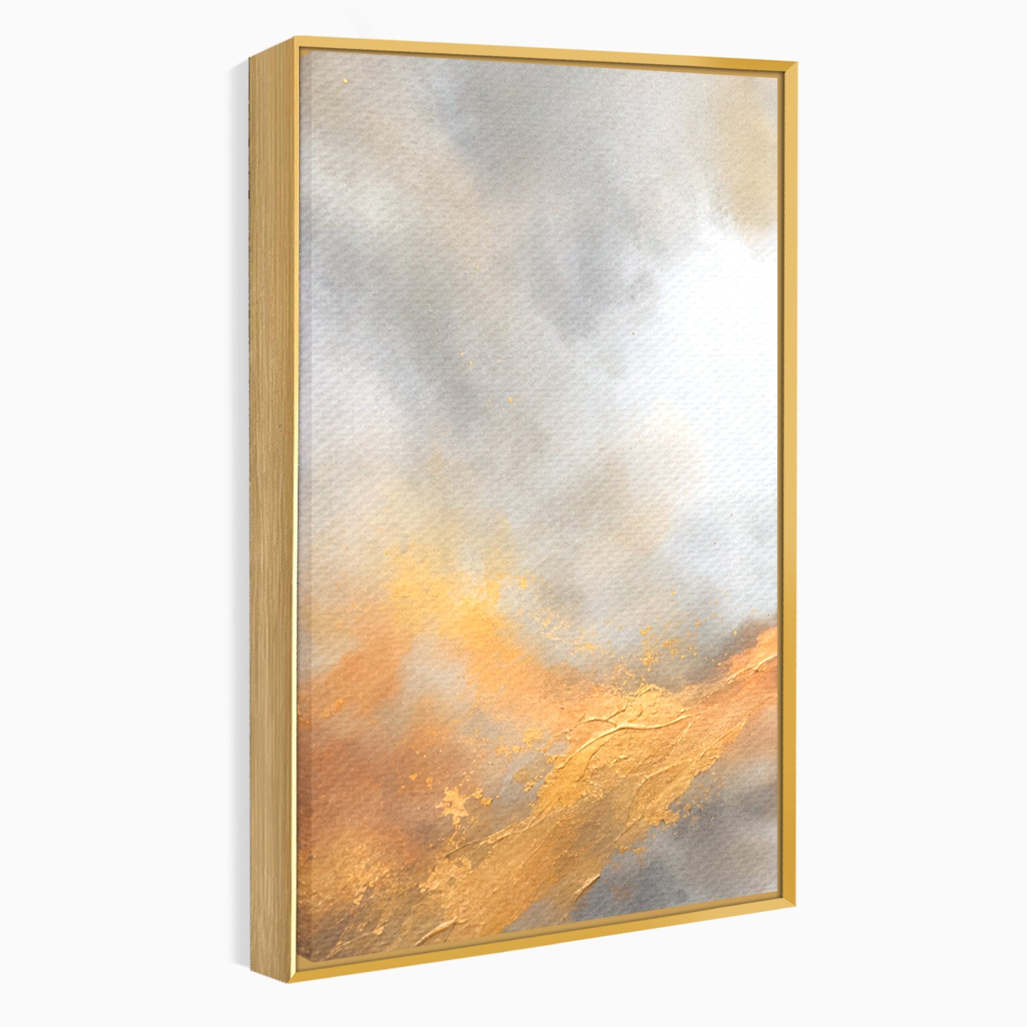 Set 3 Tablouri Canvas Premium LuxCanva® C3-1237, Gold And Grey Abstract Painting, Relaxare, Living Room, Culori Vibrante