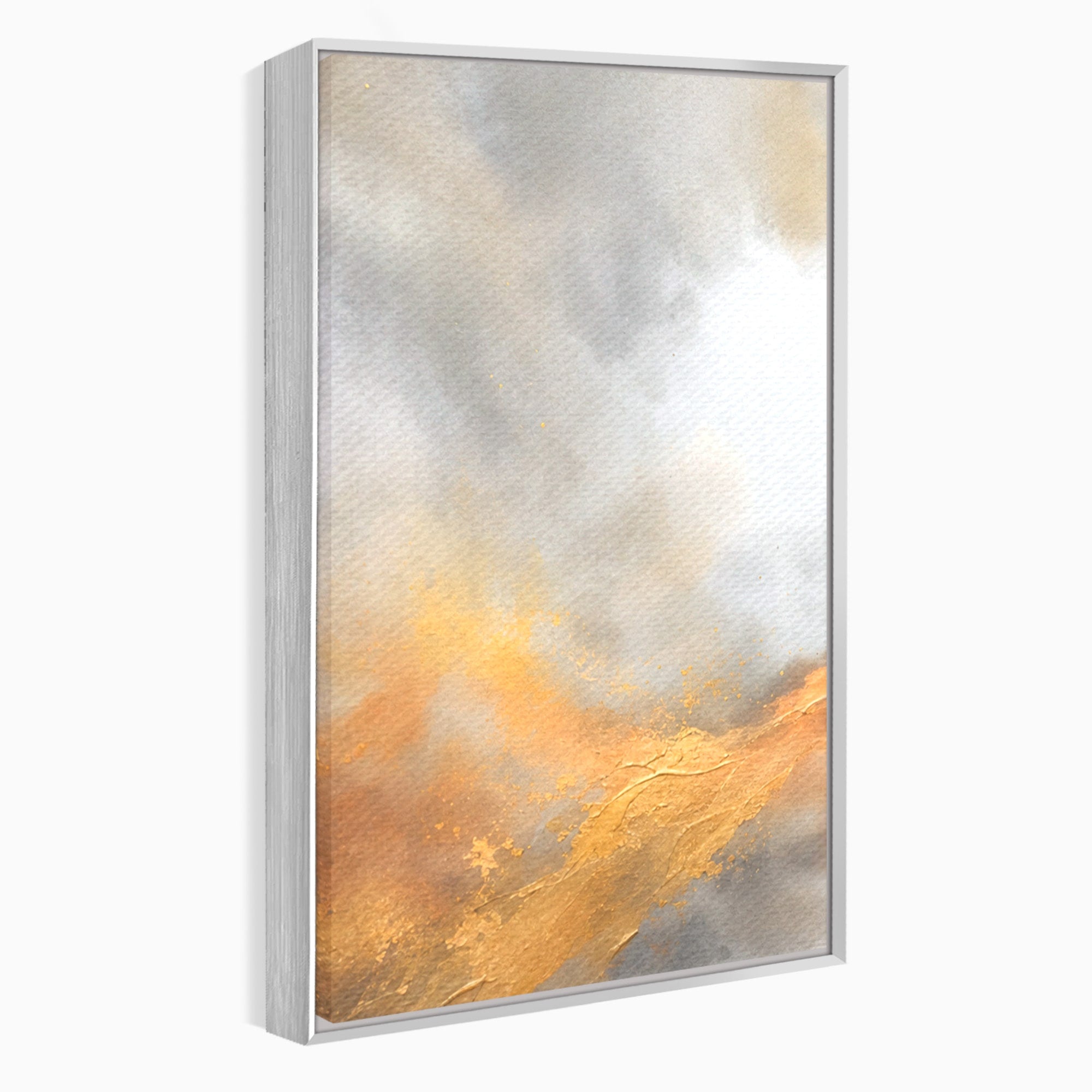 Set 3 Tablouri Canvas Premium LuxCanva® C3-1237, Gold And Grey Abstract Painting, Relaxare, Living Room, Culori Vibrante