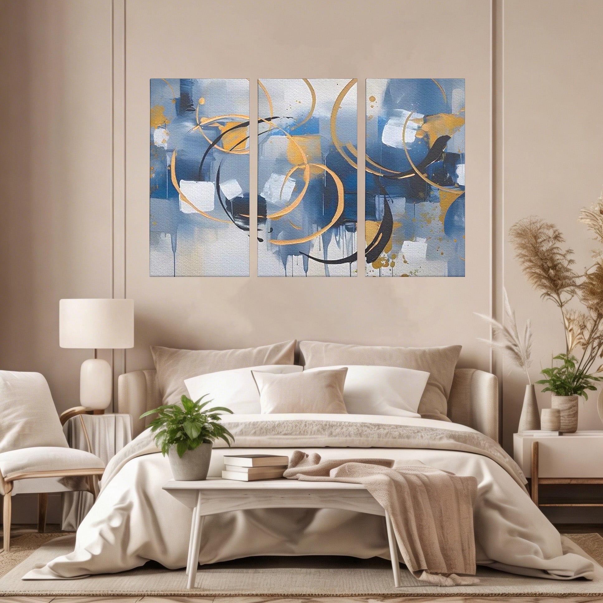 Set 3 Tablouri Canvas Premium LuxCanva® C3-1243, Relaxare, Living Room, Culori Vibrante