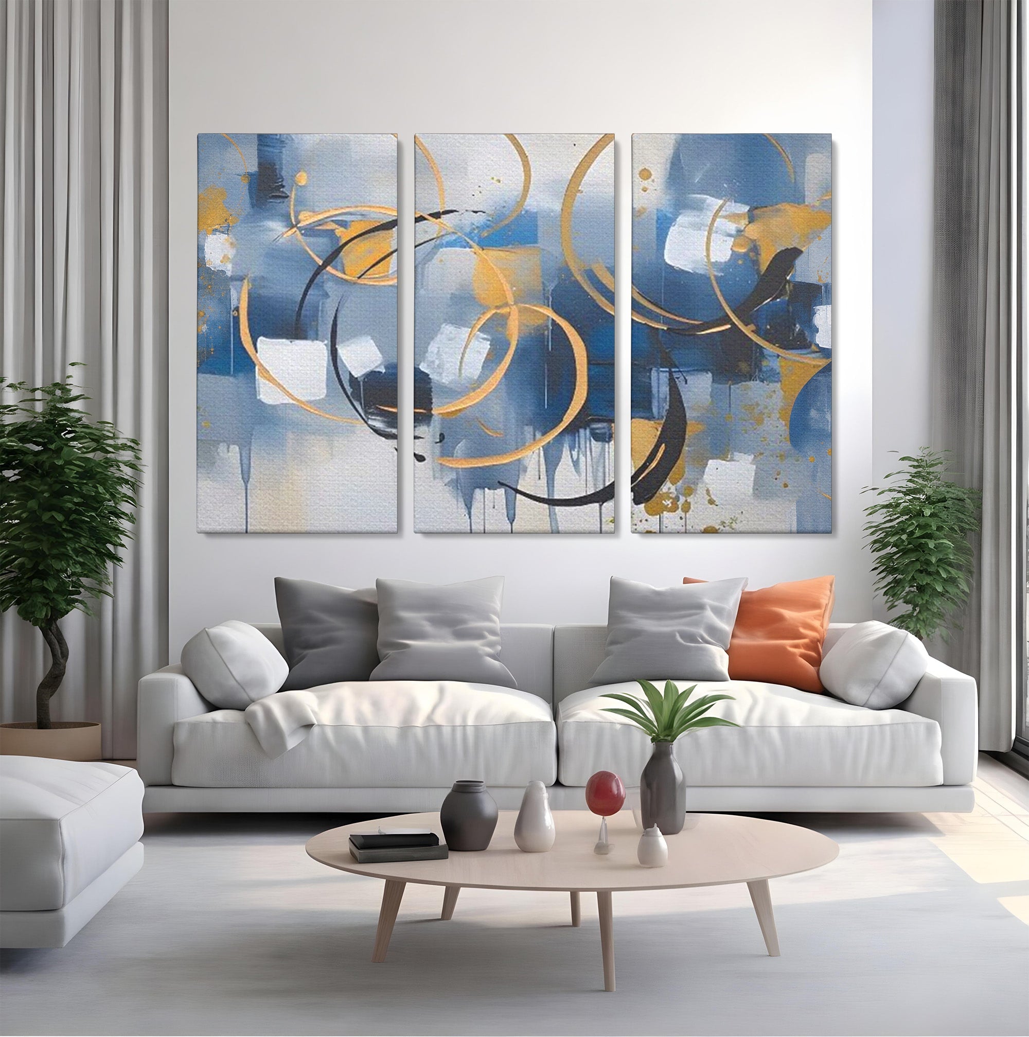 Set 3 Tablouri Canvas Premium LuxCanva® C3-1243, Relaxare, Living Room, Culori Vibrante