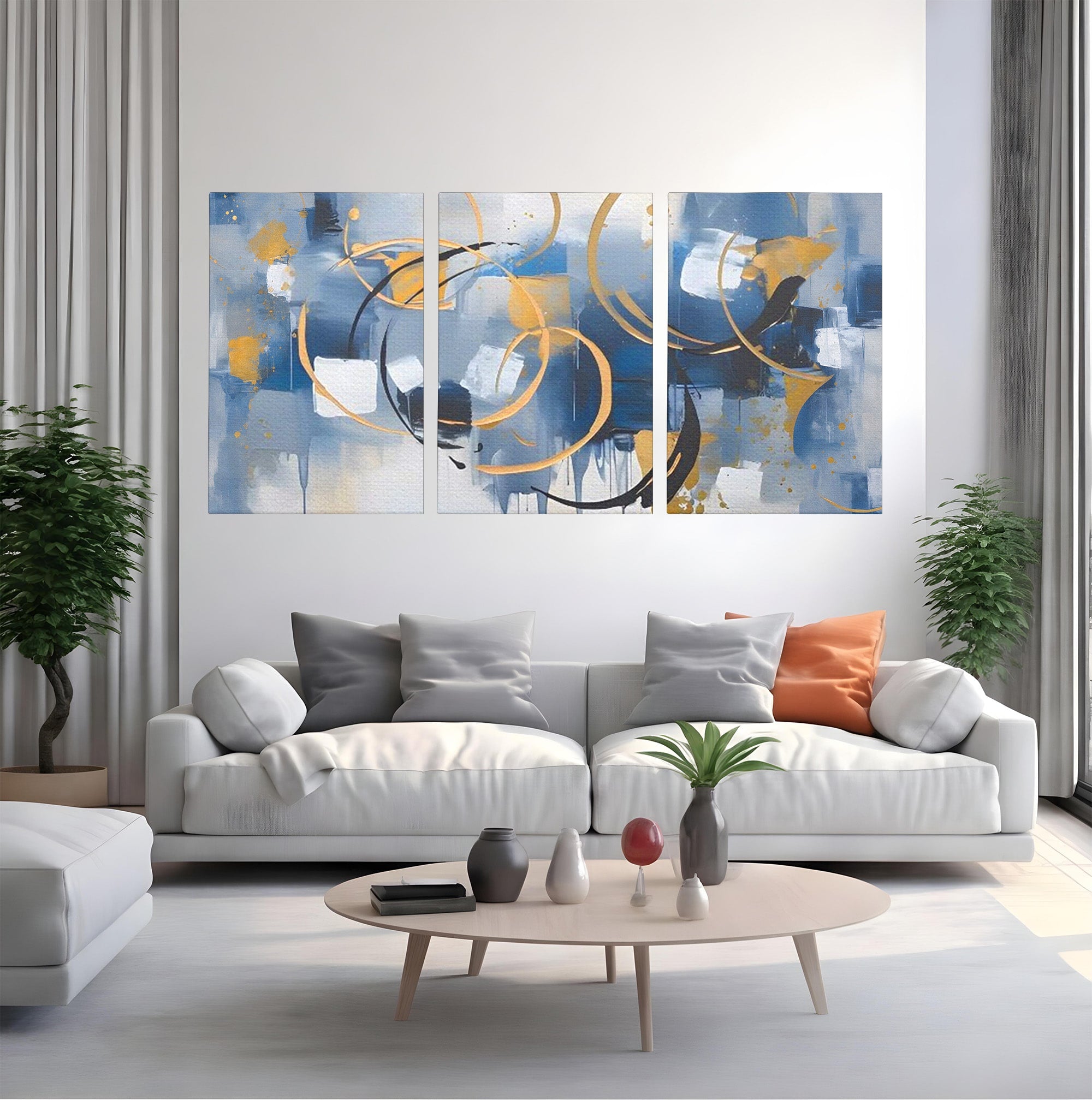 Set 3 Tablouri Canvas Premium LuxCanva® C3-1243, Relaxare, Living Room, Culori Vibrante