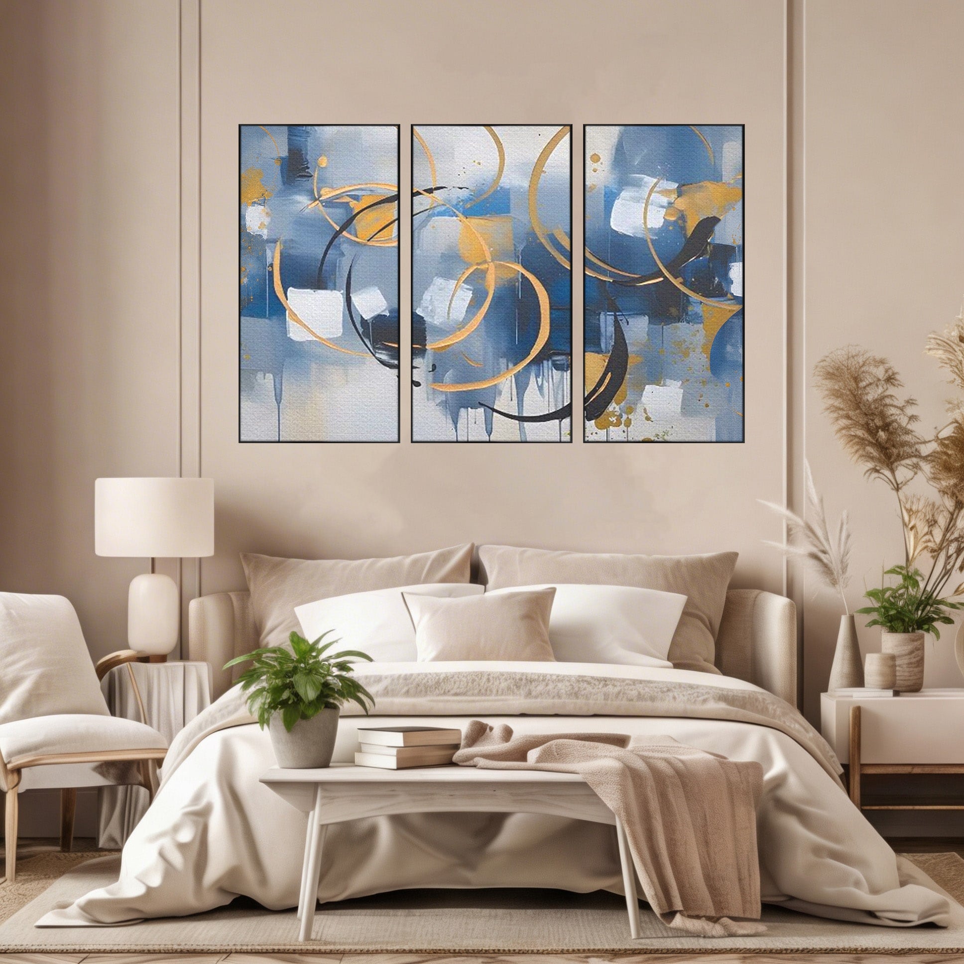 Set 3 Tablouri Canvas Premium LuxCanva® C3-1243, Relaxare, Living Room, Culori Vibrante