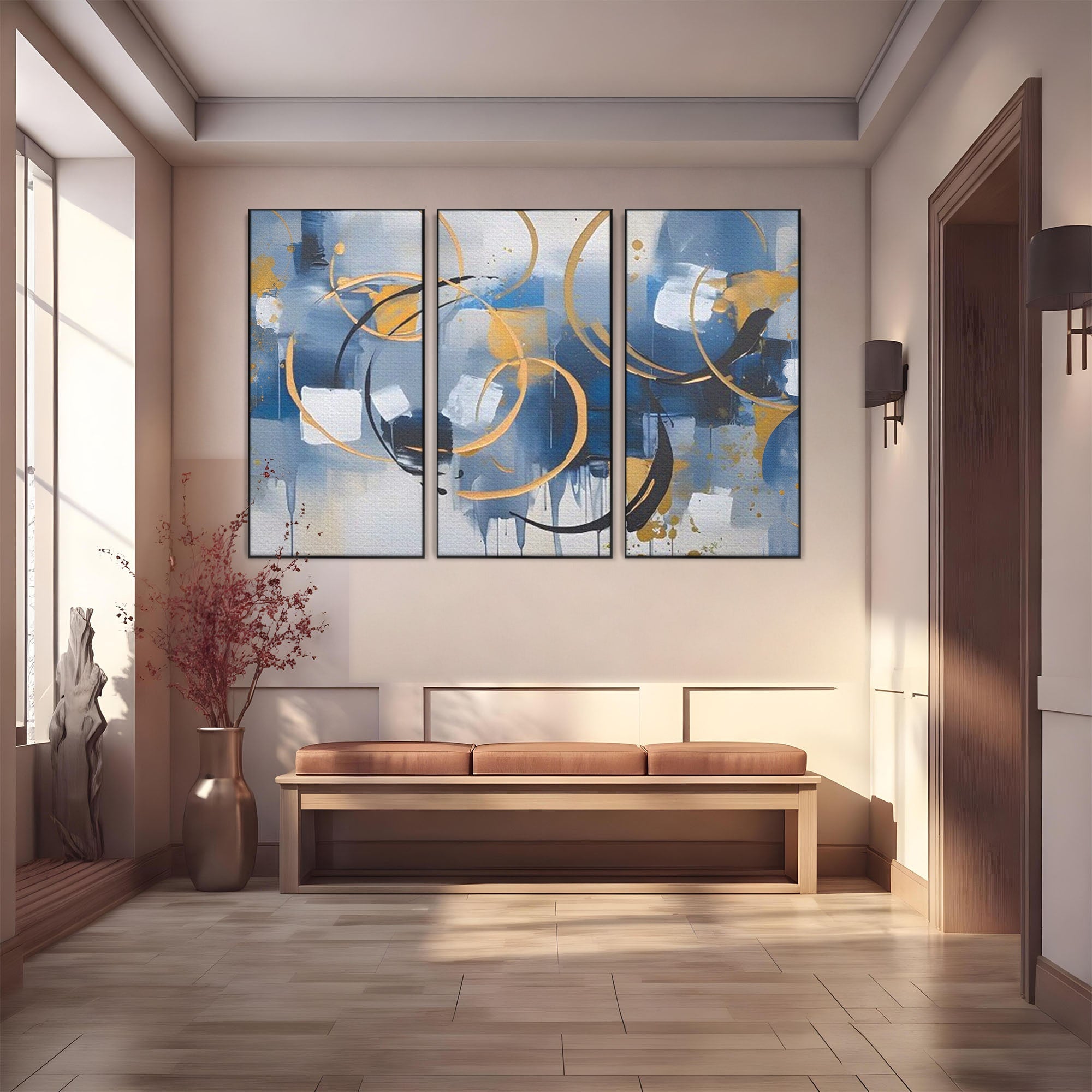 Set 3 Tablouri Canvas Premium LuxCanva® C3-1243, Relaxare, Living Room, Culori Vibrante