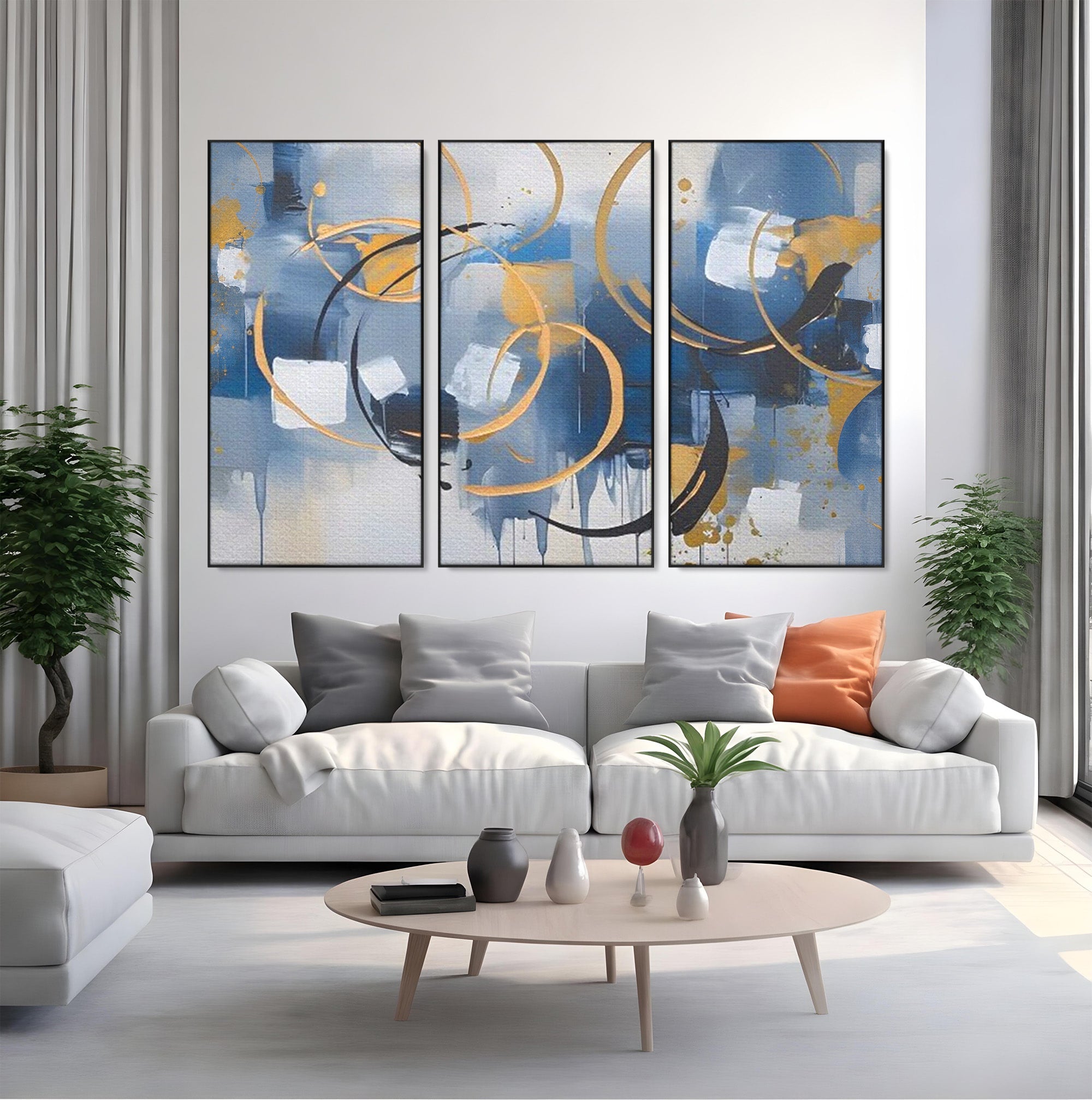 Set 3 Tablouri Canvas Premium LuxCanva® C3-1243, Relaxare, Living Room, Culori Vibrante
