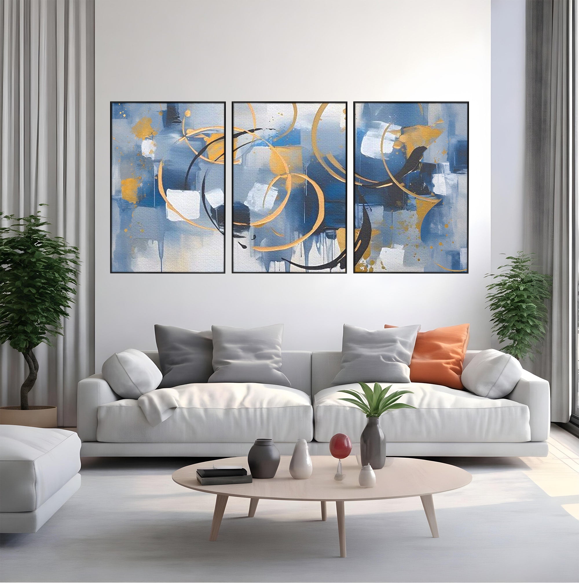 Set 3 Tablouri Canvas Premium LuxCanva® C3-1243, Relaxare, Living Room, Culori Vibrante