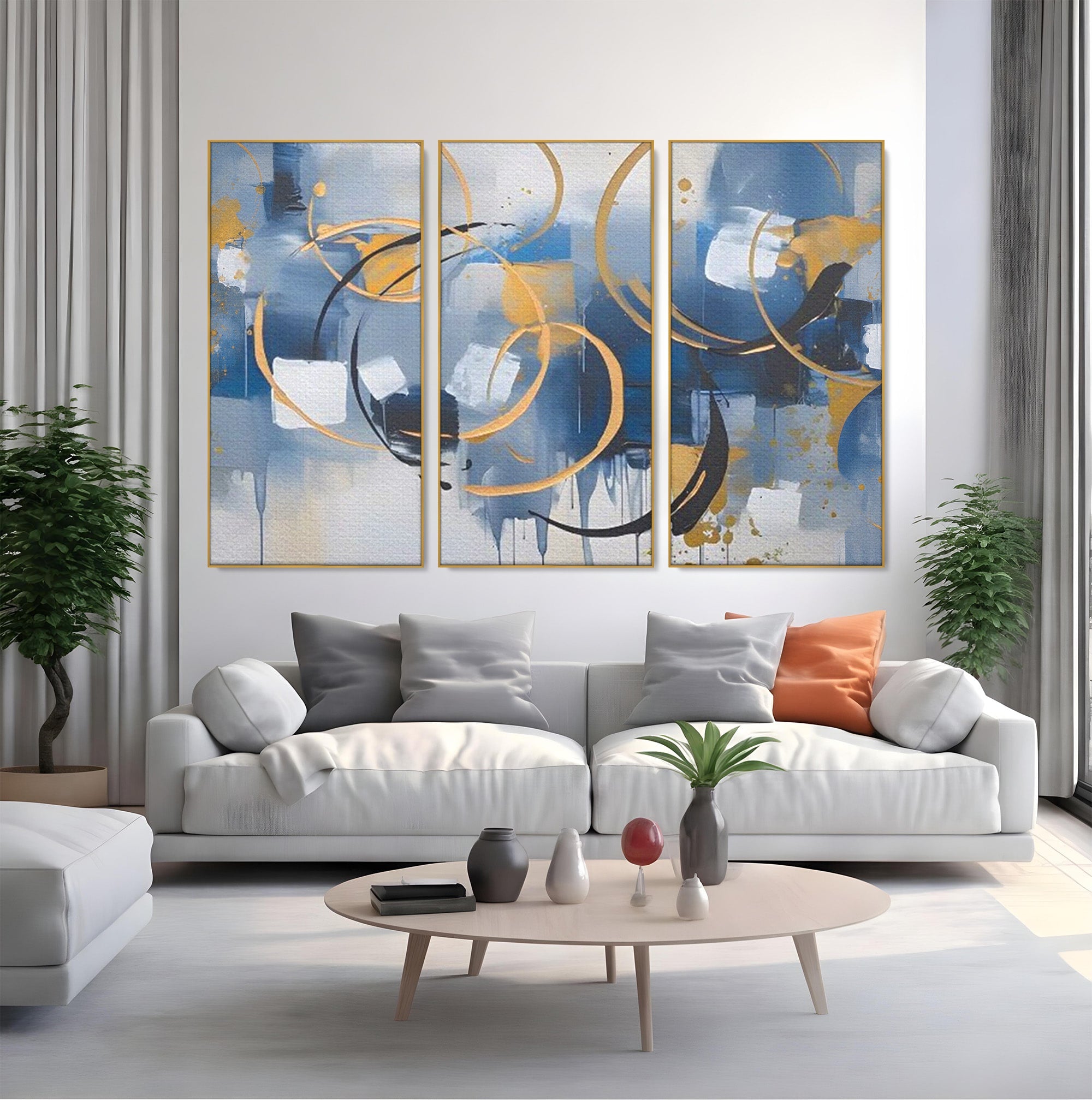 Set 3 Tablouri Canvas Premium LuxCanva® C3-1243, Relaxare, Living Room, Culori Vibrante