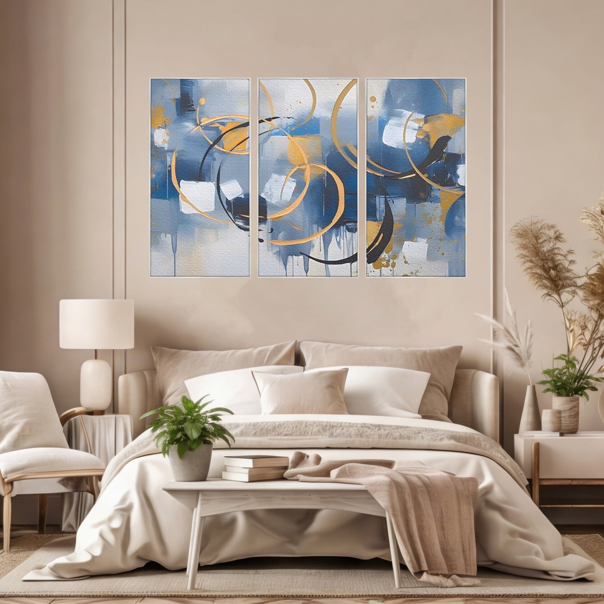 Set 3 Tablouri Canvas Premium LuxCanva® C3-1243, Relaxare, Living Room, Culori Vibrante