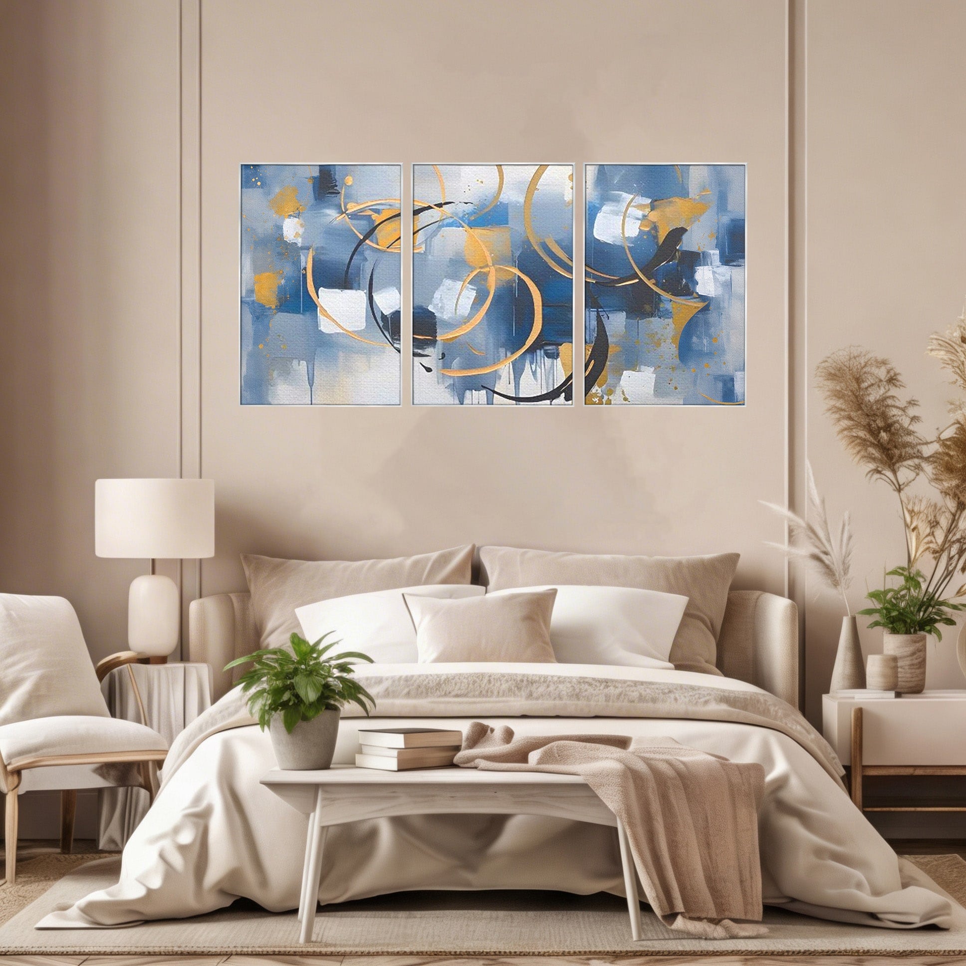 Set 3 Tablouri Canvas Premium LuxCanva® C3-1243, Relaxare, Living Room, Culori Vibrante