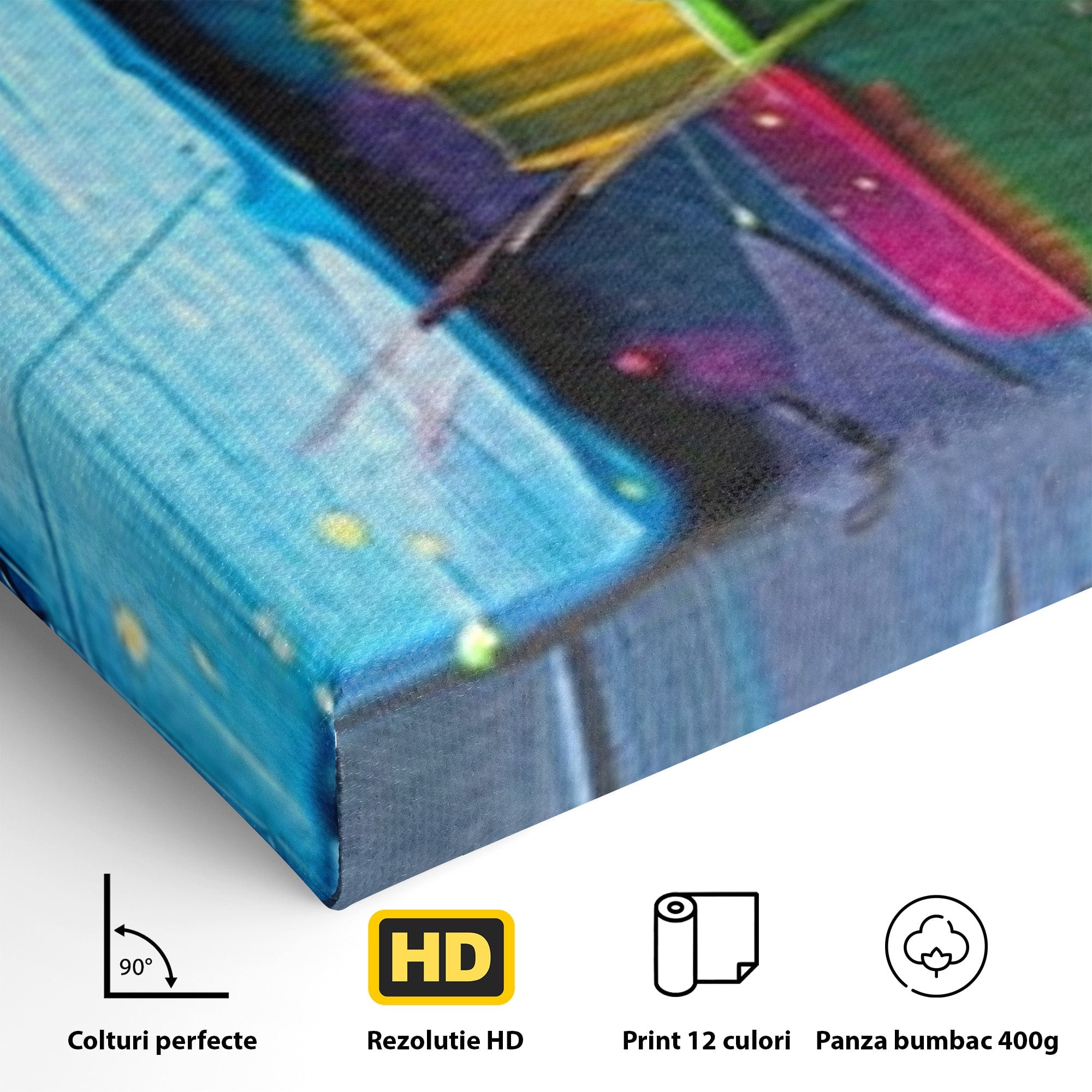 Set 3 Tablouri Canvas Premium LuxCanva® C3-1269, Blocuri de lumina, Geometrie, Culori, Fragmente, Compozitie, Urban, Impuls, Creativitate, Expresivitate, Expozitie, Iubire, Birou, Living, Dormitor