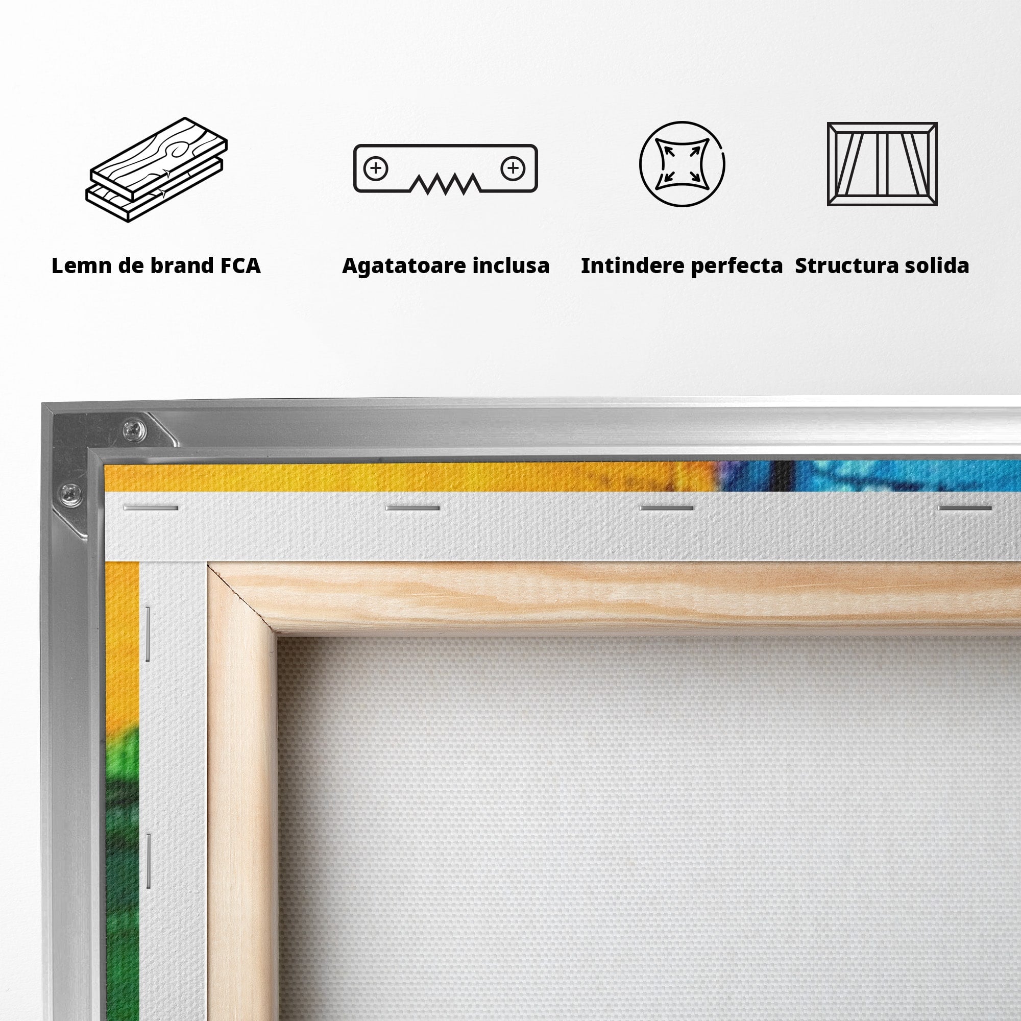 Set 3 Tablouri Canvas Premium LuxCanva® C3-1269, Blocuri de lumina, Geometrie, Culori, Fragmente, Compozitie, Urban, Impuls, Creativitate, Expresivitate, Expozitie, Iubire, Birou, Living, Dormitor