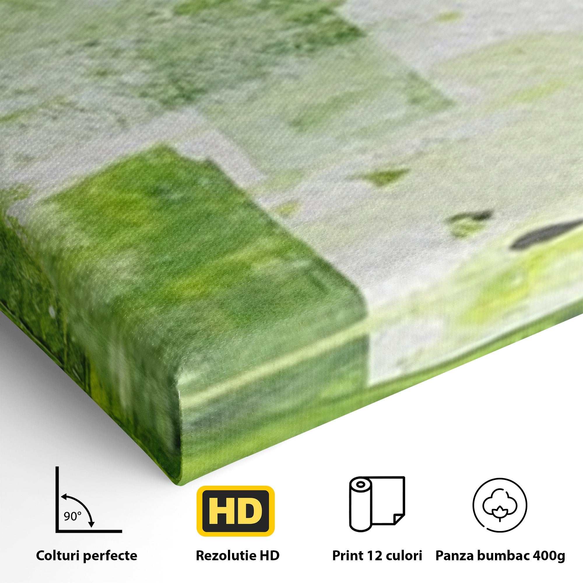 Set 3 Tablouri Canvas Premium LuxCanva® C3-1273, Puls vegetal, Geometrie, Verde, Organic, Armonie, Peisaj, Straturi, Prospetime, Abstract, Textura, Minimalism, Liniste, Spa, Birou, Living, Dormitor
