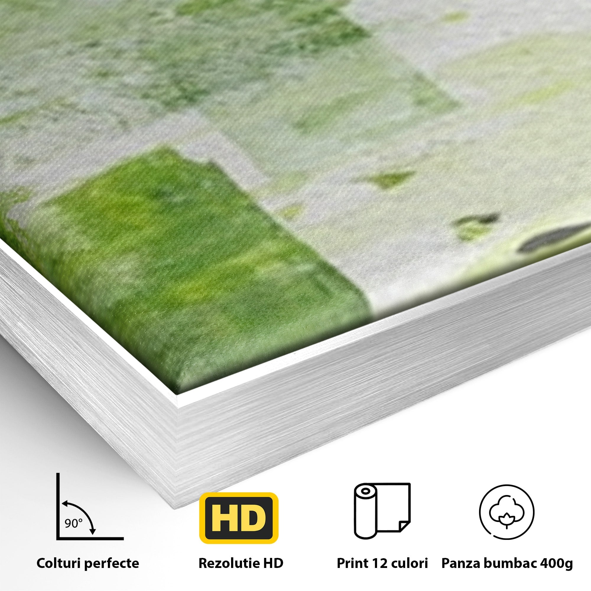 Set 3 Tablouri Canvas Premium LuxCanva® C3-1273, Puls vegetal, Geometrie, Verde, Organic, Armonie, Peisaj, Straturi, Prospetime, Abstract, Textura, Minimalism, Liniste, Spa, Birou, Living, Dormitor