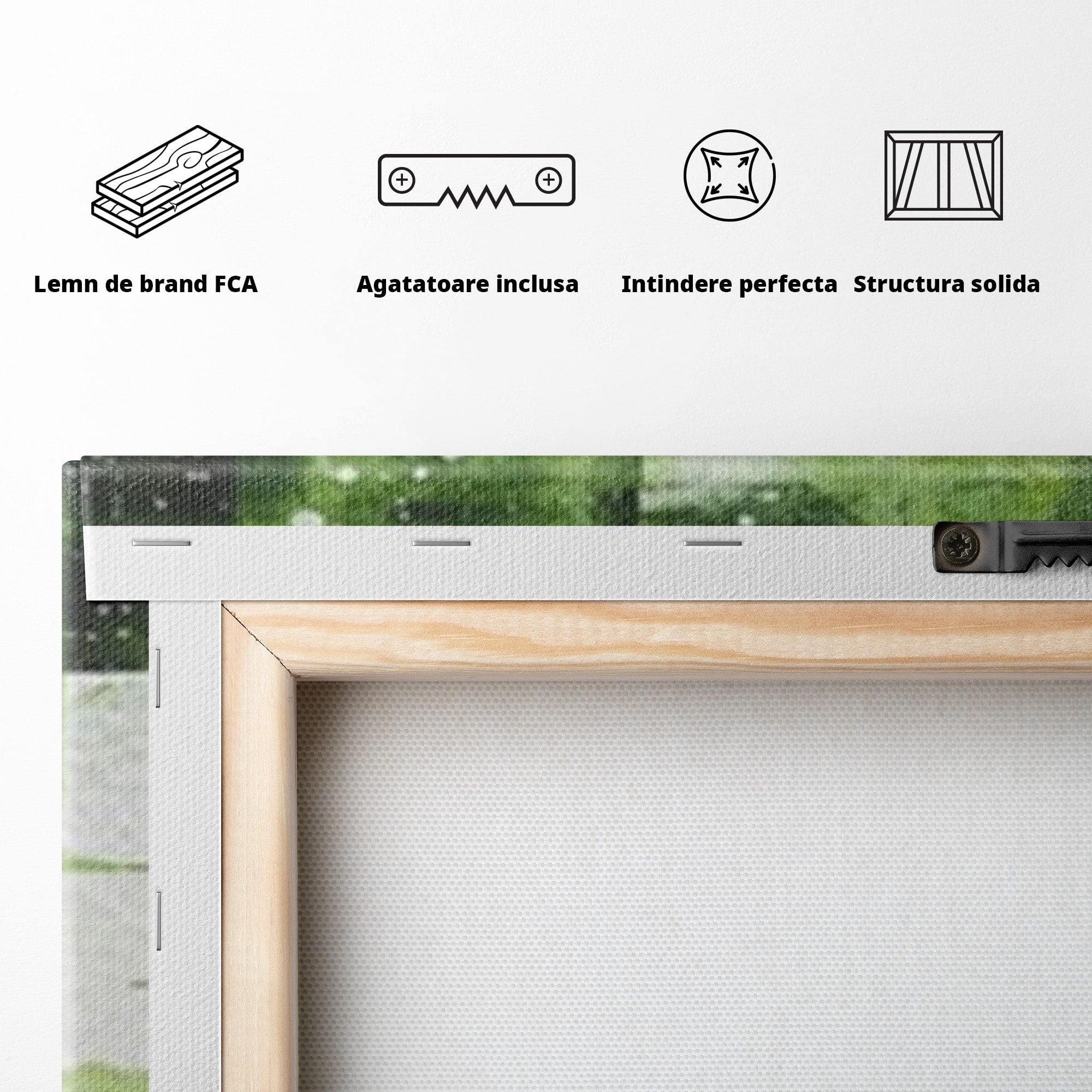 Set 3 Tablouri Canvas Premium LuxCanva® C3-1273, Puls vegetal, Geometrie, Verde, Organic, Armonie, Peisaj, Straturi, Prospetime, Abstract, Textura, Minimalism, Liniste, Spa, Birou, Living, Dormitor