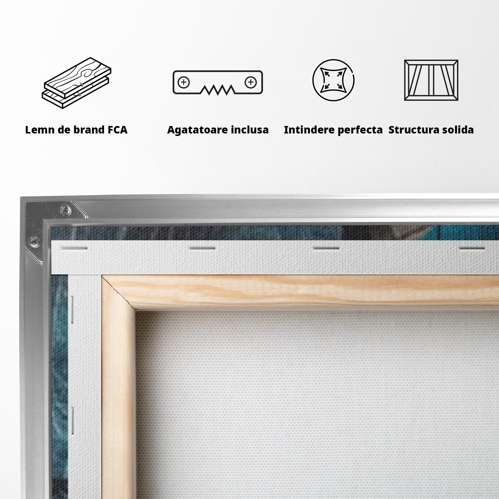 Set 3 Tablouri Canvas Premium LuxCanva® C3-1274, Spatiul dintre ganduri, Geometrie, Albastru, Turcoaz, Abstract, Profunzime, Curbe, Industrial, Arhitectural, Umbre, Materie, Birou, Living, Dormitor