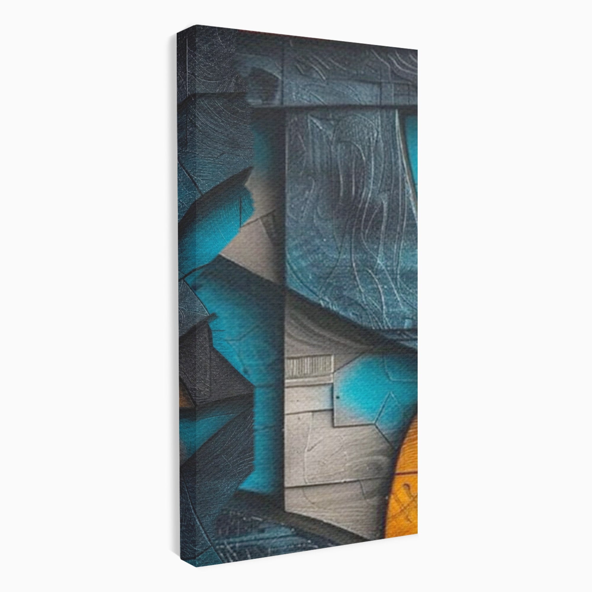 Set 3 Tablouri Canvas Premium LuxCanva® C3-1274, Spatiul dintre ganduri, Geometrie, Albastru, Turcoaz, Abstract, Profunzime, Curbe, Industrial, Arhitectural, Umbre, Materie, Birou, Living, Dormitor