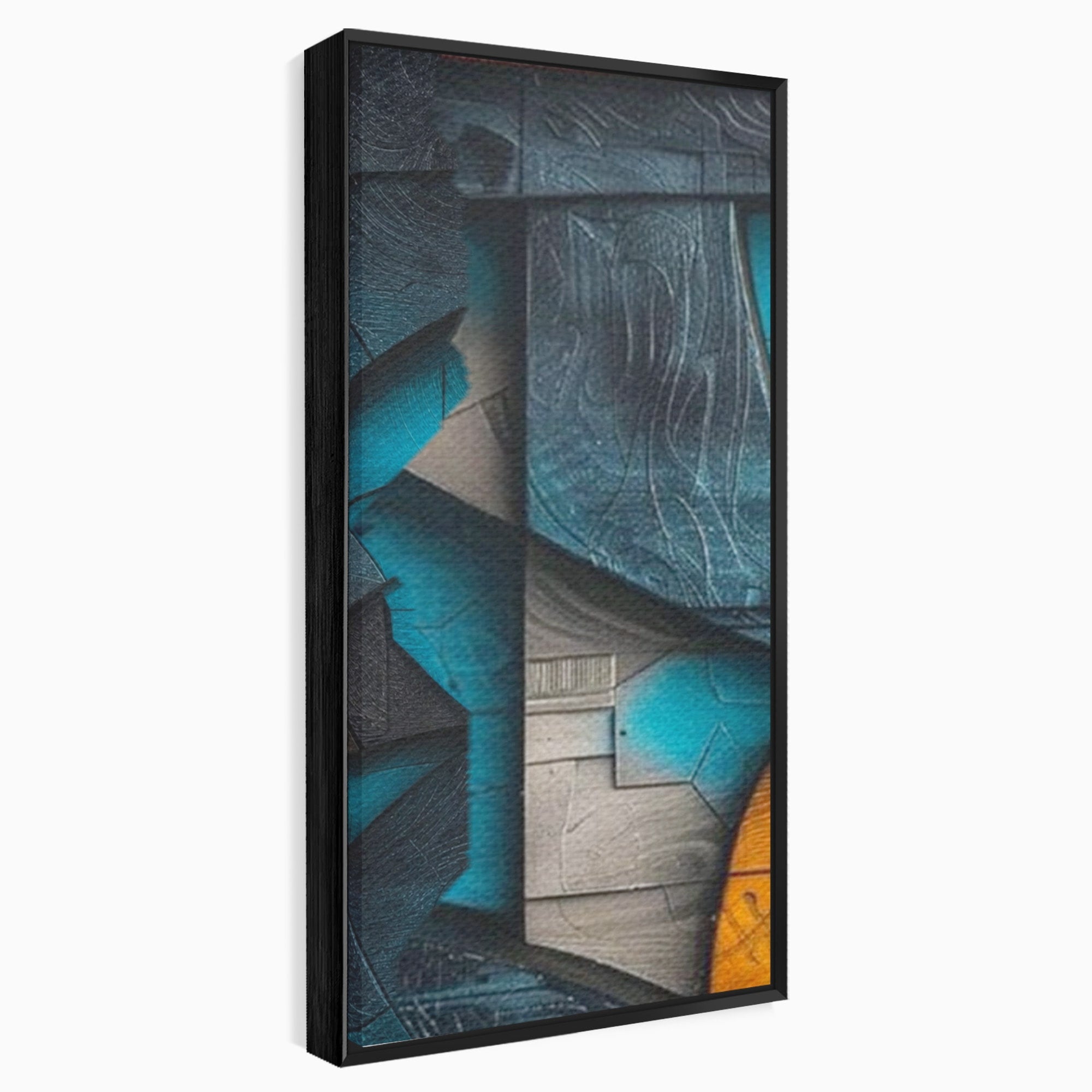 Set 3 Tablouri Canvas Premium LuxCanva® C3-1274, Spatiul dintre ganduri, Geometrie, Albastru, Turcoaz, Abstract, Profunzime, Curbe, Industrial, Arhitectural, Umbre, Materie, Birou, Living, Dormitor