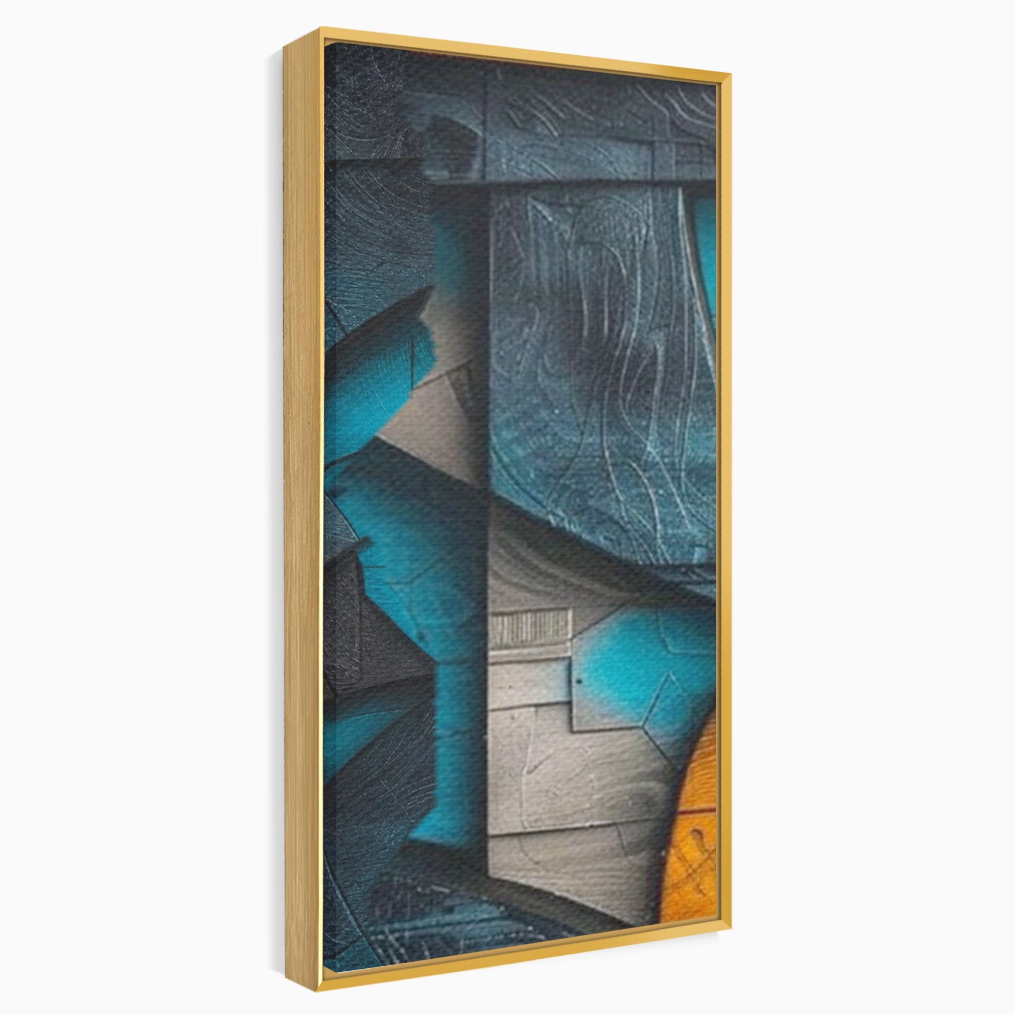 Set 3 Tablouri Canvas Premium LuxCanva® C3-1274, Spatiul dintre ganduri, Geometrie, Albastru, Turcoaz, Abstract, Profunzime, Curbe, Industrial, Arhitectural, Umbre, Materie, Birou, Living, Dormitor
