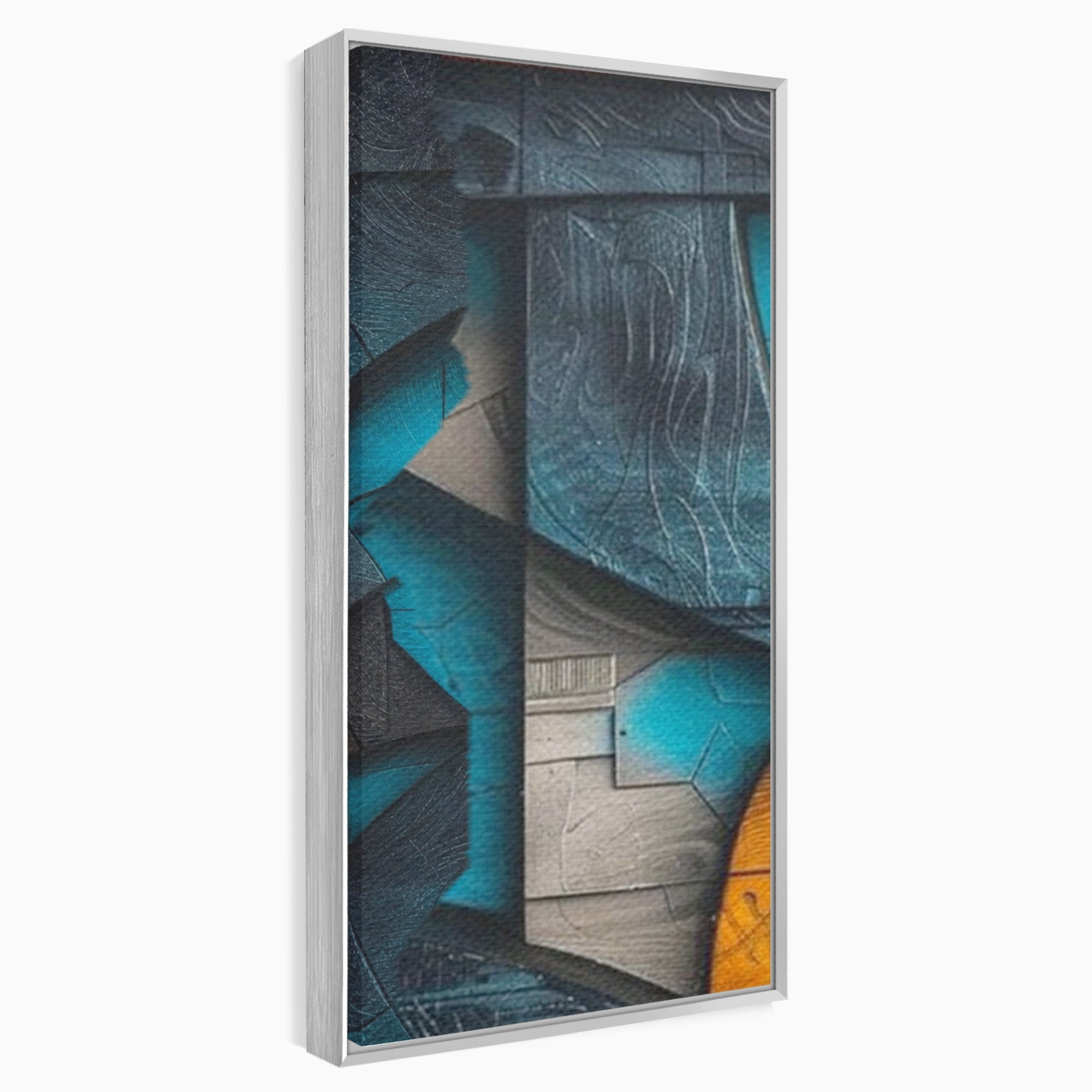 Set 3 Tablouri Canvas Premium LuxCanva® C3-1274, Spatiul dintre ganduri, Geometrie, Albastru, Turcoaz, Abstract, Profunzime, Curbe, Industrial, Arhitectural, Umbre, Materie, Birou, Living, Dormitor