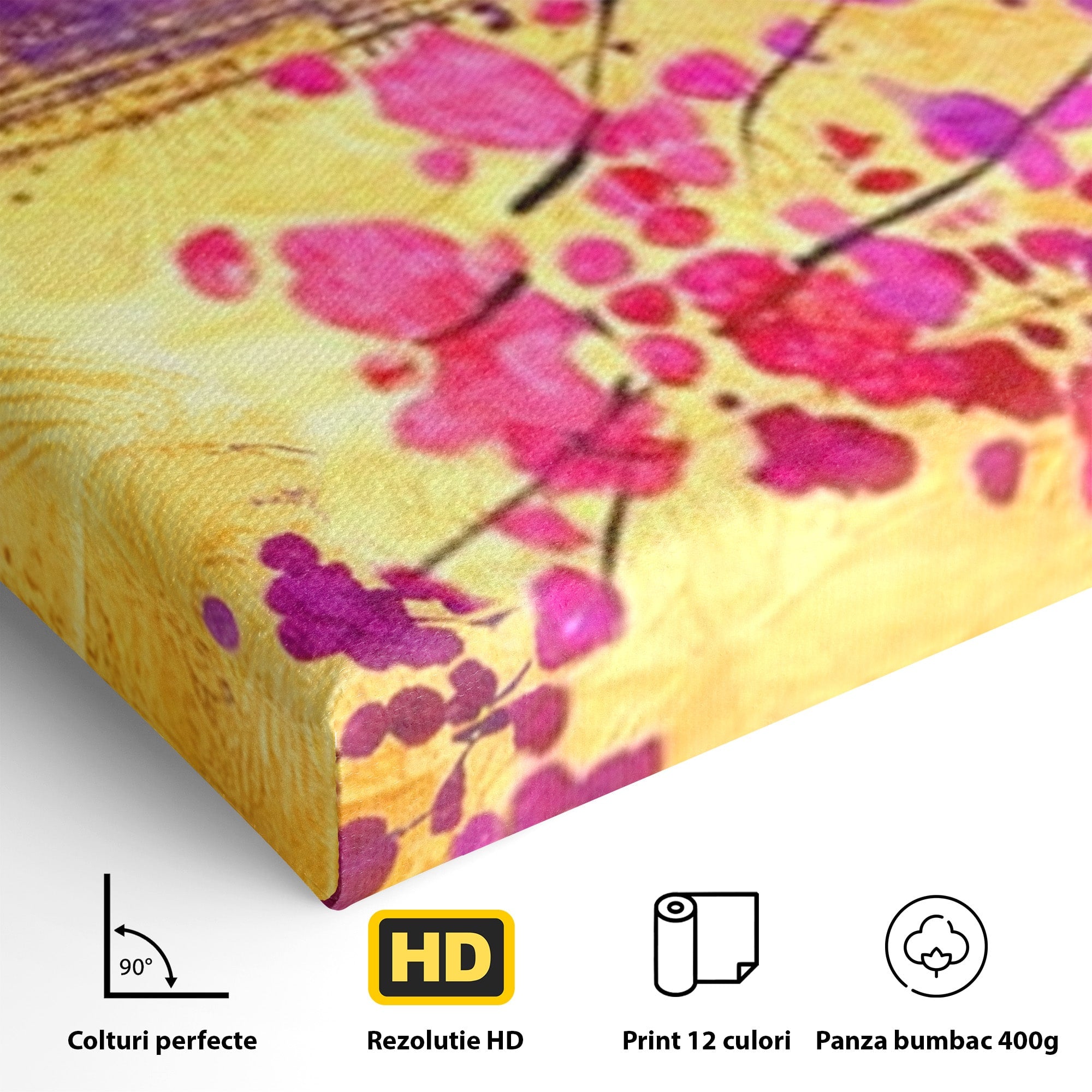 Set 3 Tablouri Canvas Premium LuxCanva® C3-1275, Gradina dintre linii, Geometrie, Mov, Roz, Abstract, Magenta, Linii, Textura, Armonie, Mister, Lumina, Eleganta, Violet, Auriu, Birou, Living, Dormitor