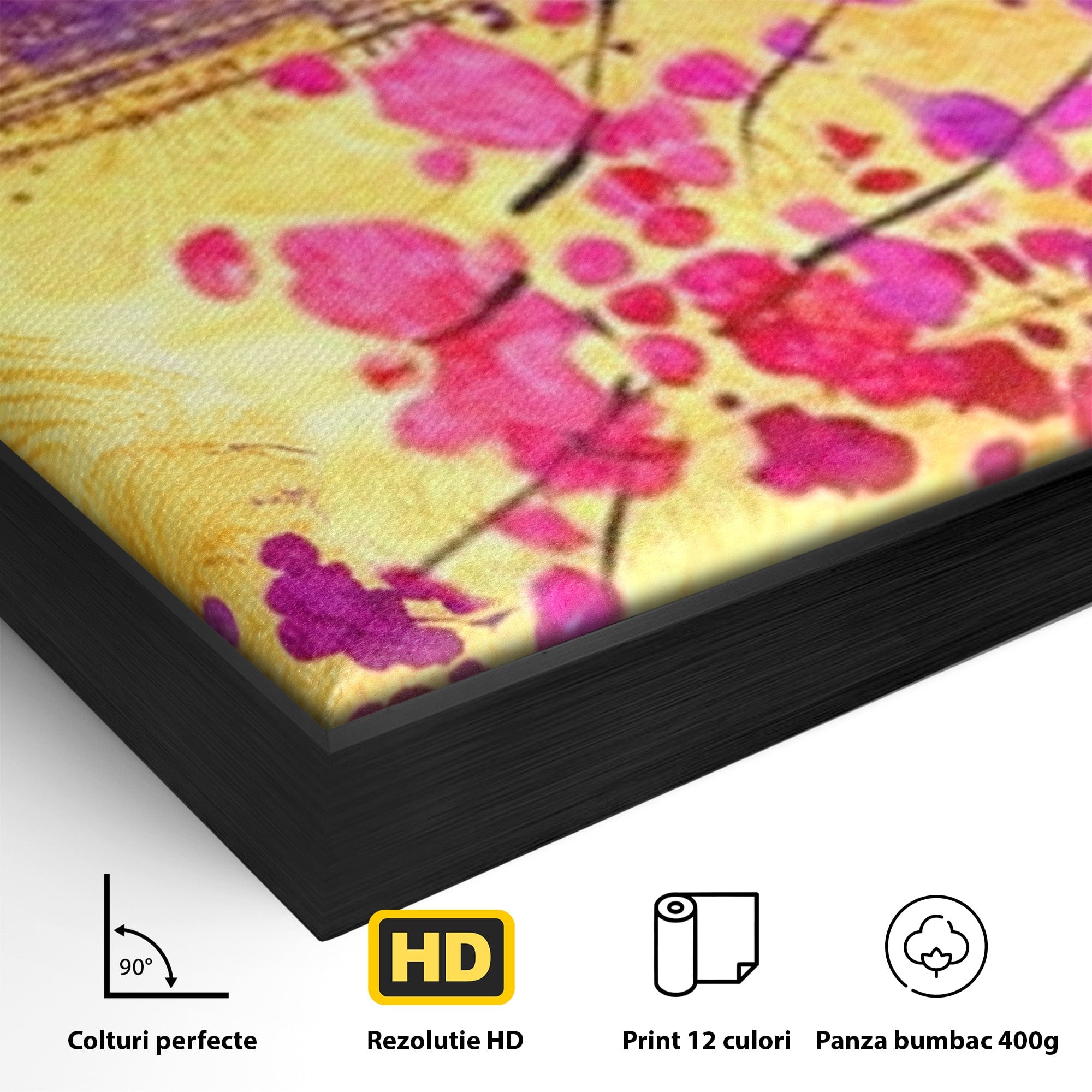 Set 3 Tablouri Canvas Premium LuxCanva® C3-1275, Gradina dintre linii, Geometrie, Mov, Roz, Abstract, Magenta, Linii, Textura, Armonie, Mister, Lumina, Eleganta, Violet, Auriu, Birou, Living, Dormitor