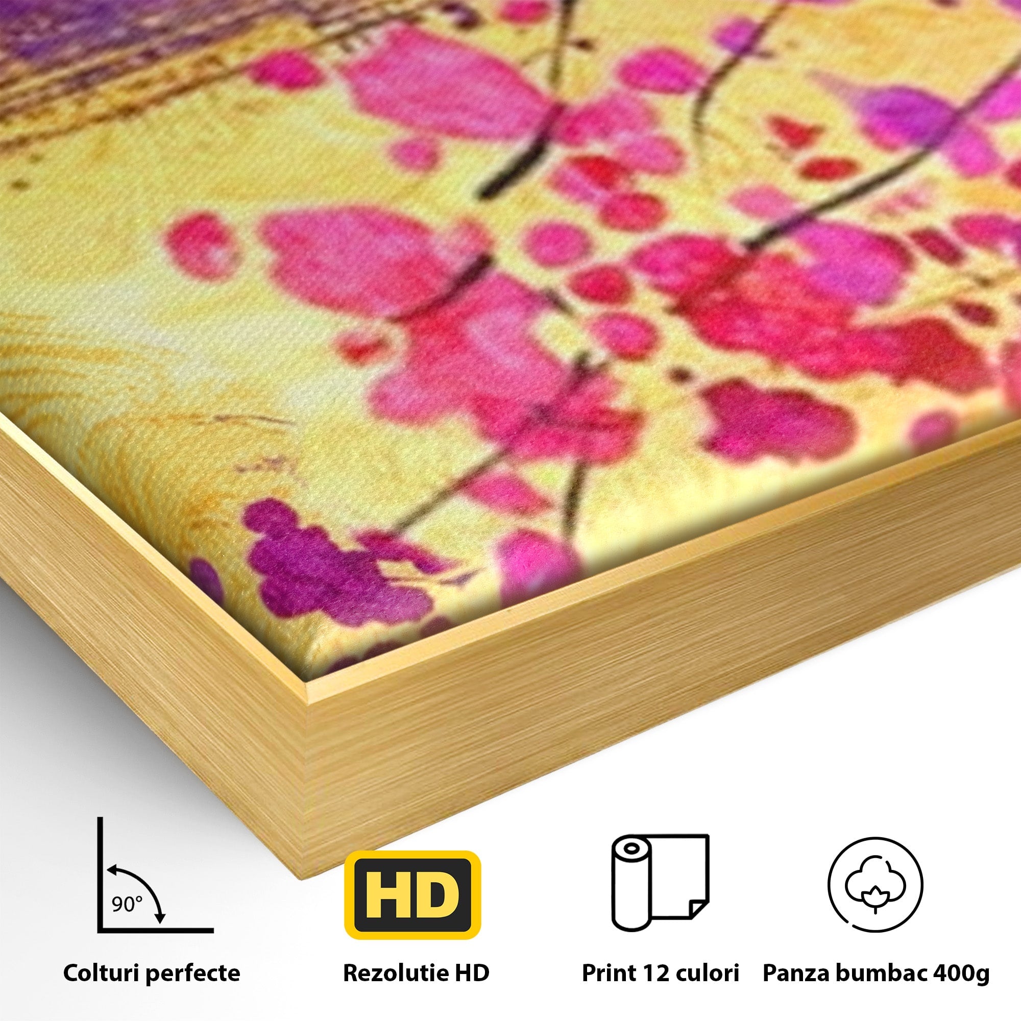 Set 3 Tablouri Canvas Premium LuxCanva® C3-1275, Gradina dintre linii, Geometrie, Mov, Roz, Abstract, Magenta, Linii, Textura, Armonie, Mister, Lumina, Eleganta, Violet, Auriu, Birou, Living, Dormitor