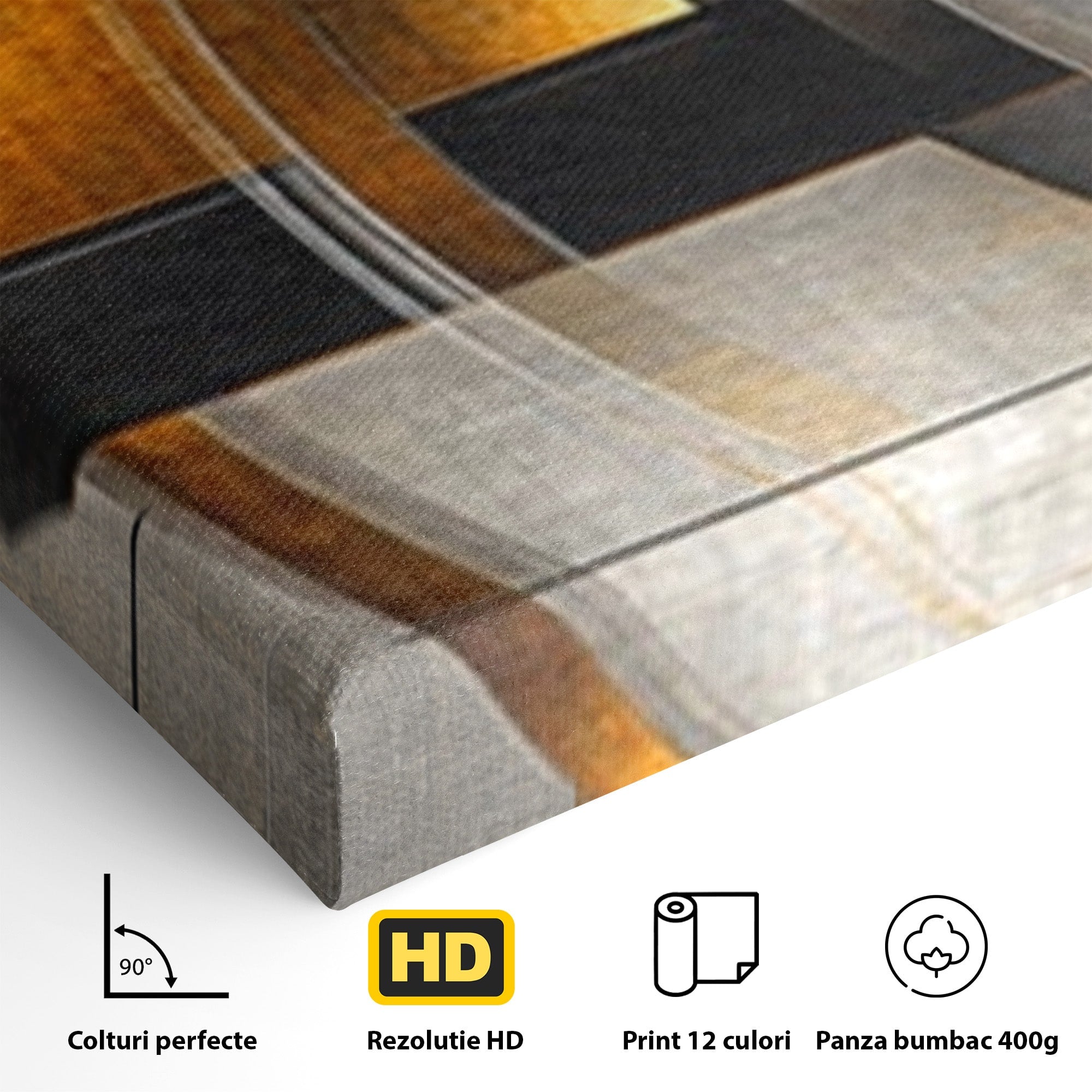Set 3 Tablouri Canvas Premium LuxCanva® C3-1276, Forme care gandesc, Geometrie, Auriu, Abstract, Linii, Textura, Monumental, Gravitatie, Univers, Soare, Sacru, Modern, Expozitie, Birou, Living, Dormitor