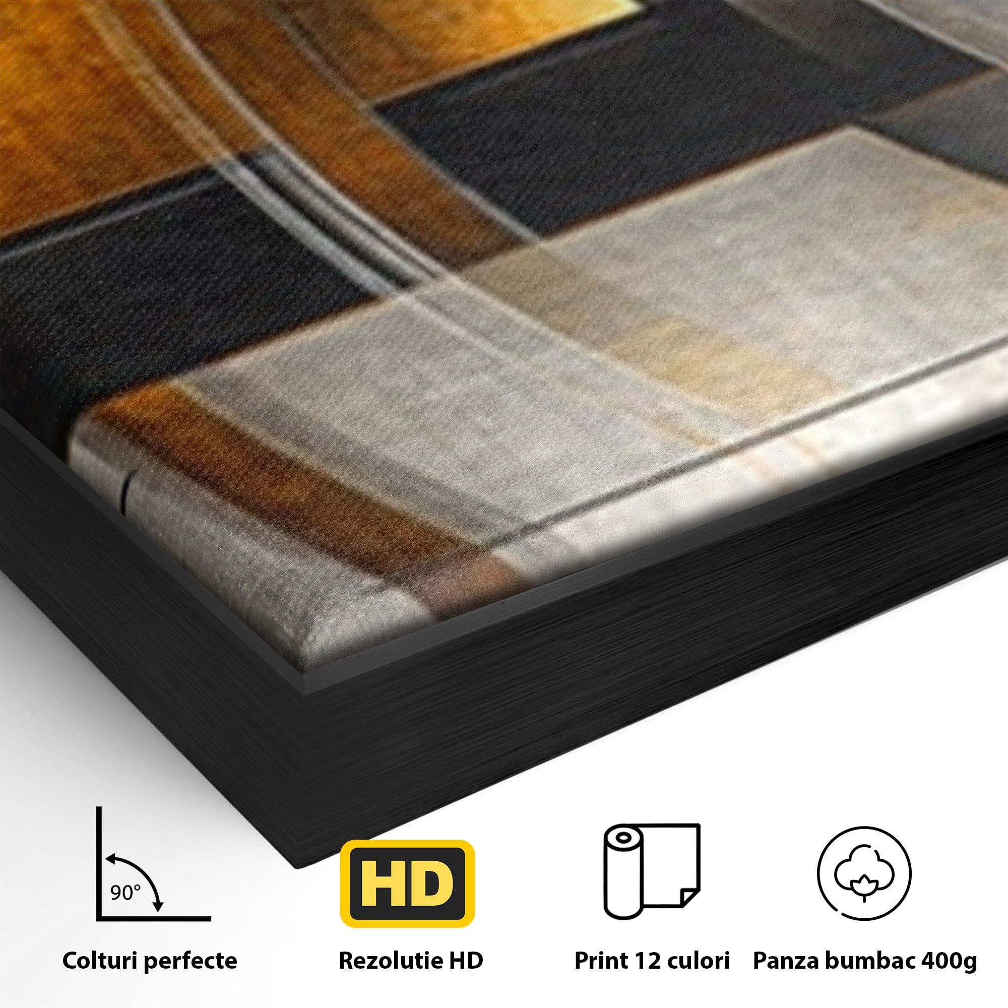 Set 3 Tablouri Canvas Premium LuxCanva® C3-1276, Forme care gandesc, Geometrie, Auriu, Abstract, Linii, Textura, Monumental, Gravitatie, Univers, Soare, Sacru, Modern, Expozitie, Birou, Living, Dormitor