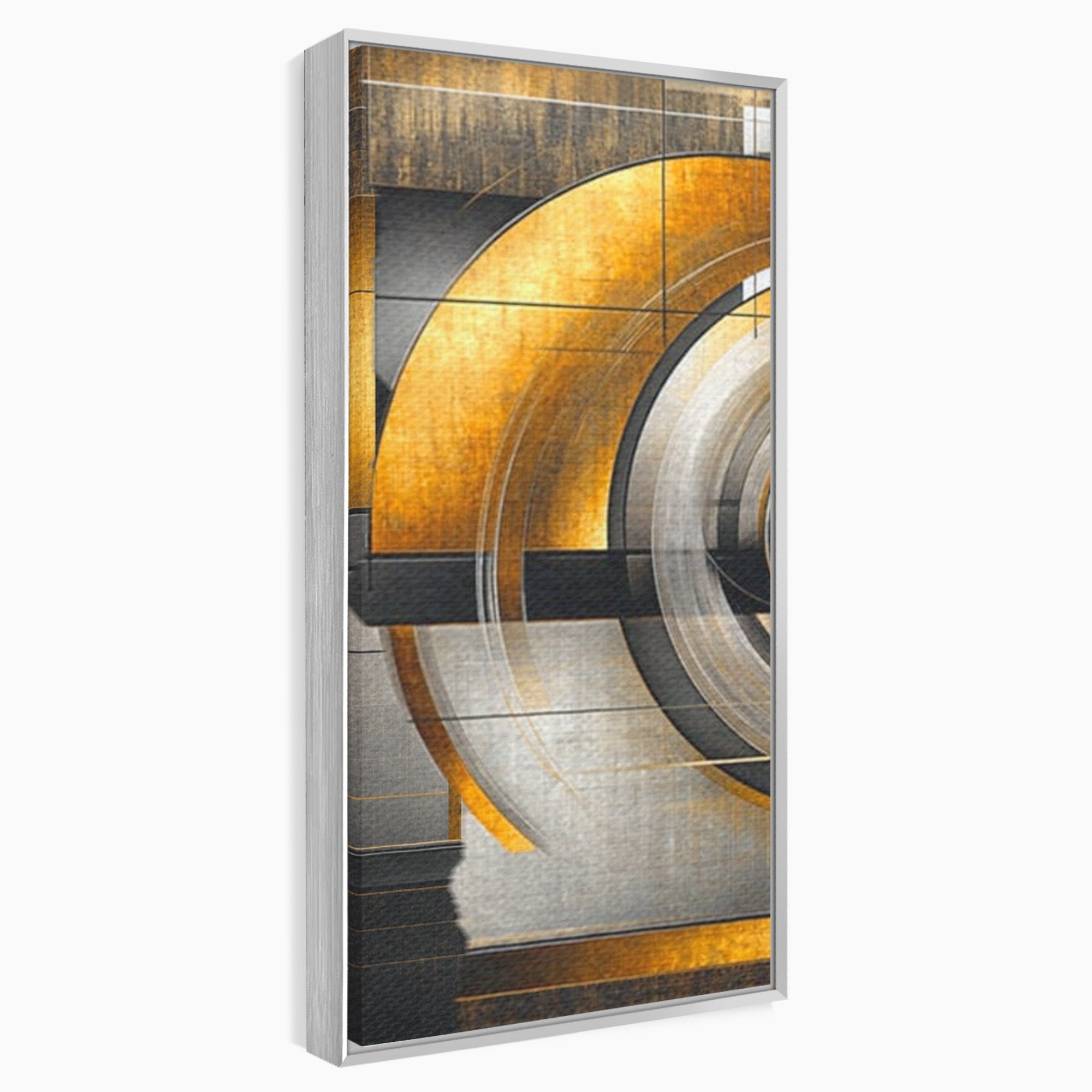 Set 3 Tablouri Canvas Premium LuxCanva® C3-1276, Forme care gandesc, Geometrie, Auriu, Abstract, Linii, Textura, Monumental, Gravitatie, Univers, Soare, Sacru, Modern, Expozitie, Birou, Living, Dormitor