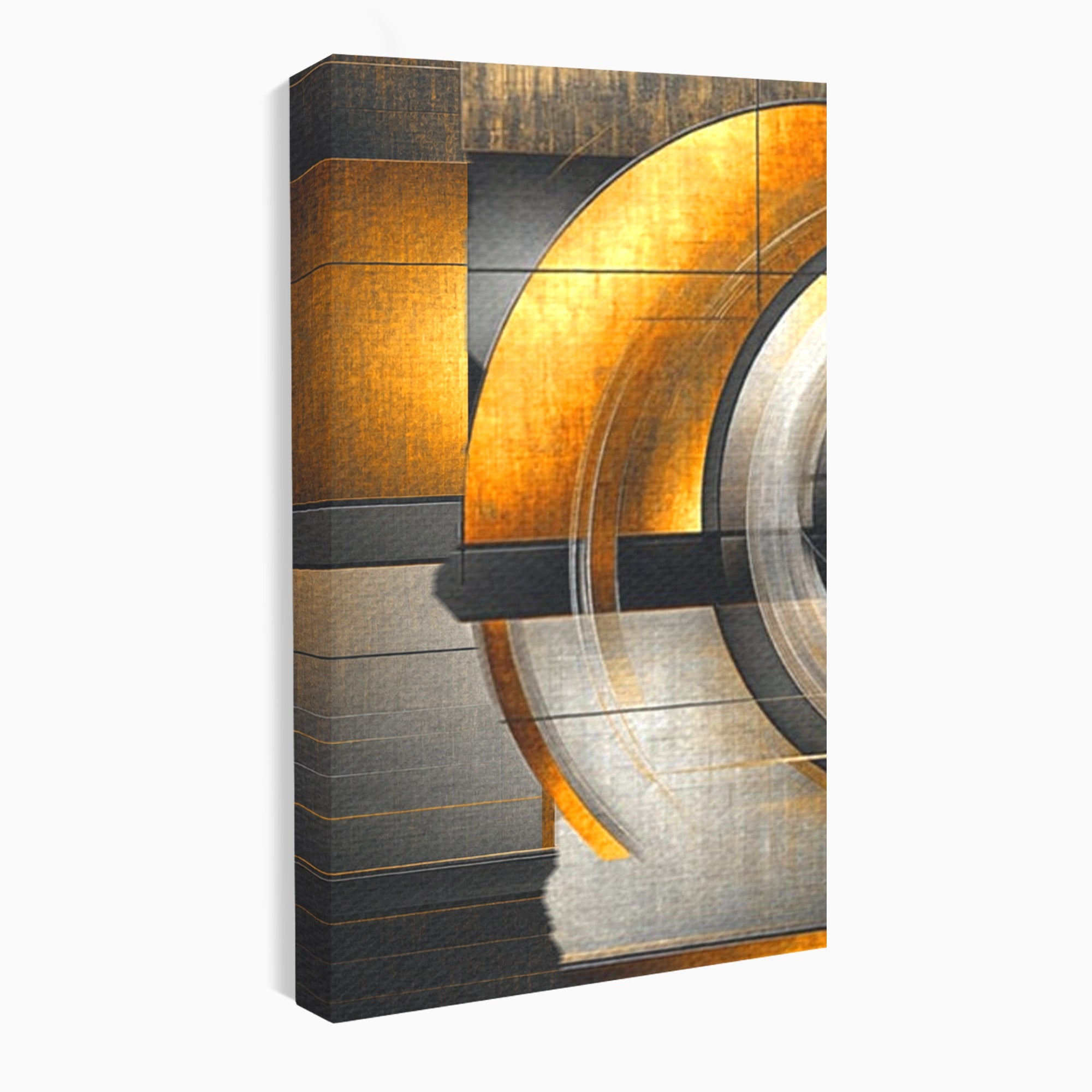 Set 3 Tablouri Canvas Premium LuxCanva® C3-1276, Forme care gandesc, Geometrie, Auriu, Abstract, Linii, Textura, Monumental, Gravitatie, Univers, Soare, Sacru, Modern, Expozitie, Birou, Living, Dormitor