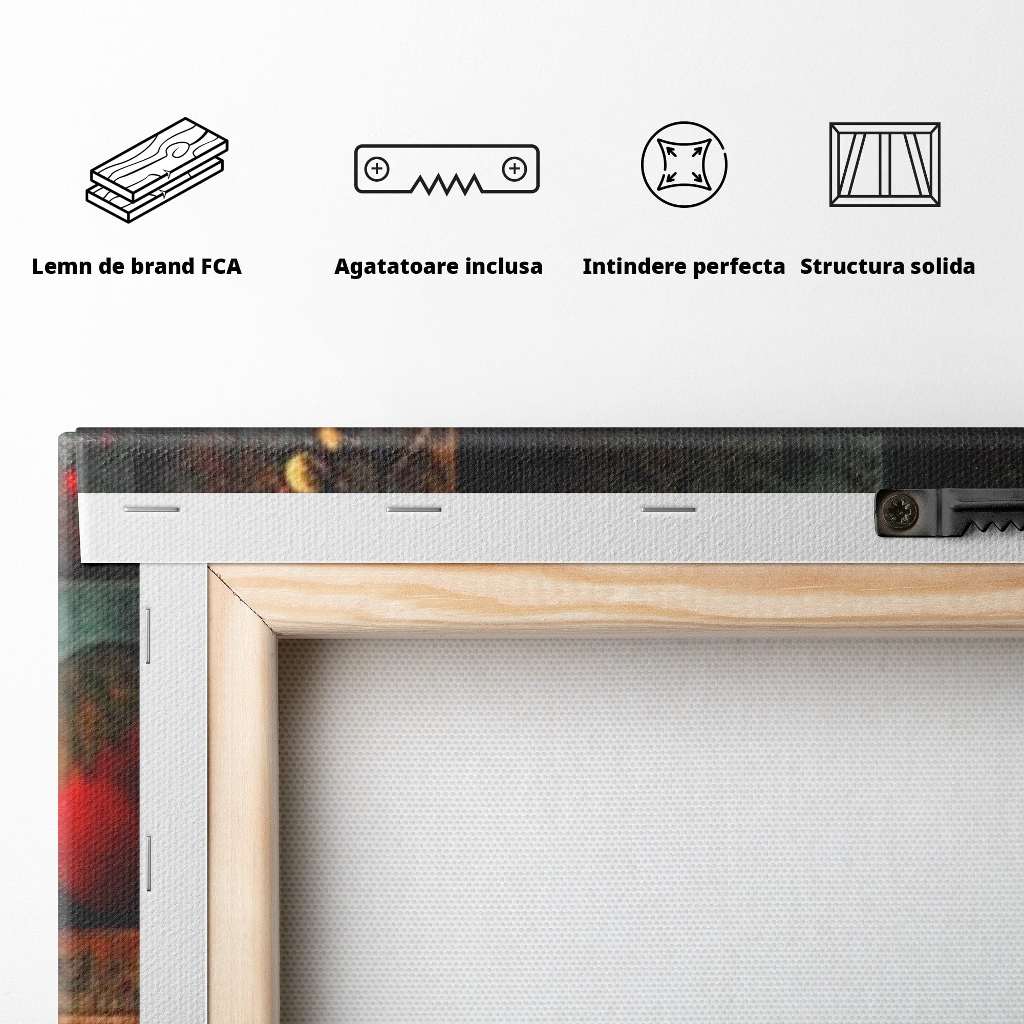 Set 3 Tablouri Canvas Premium LuxCanva® C3-1286, Cosmologii Urbane, Geometrie, Culori, Abstract, Cercuri, Arc, Rosu, Foc, Jar, Industrial, Ocru, Contrast, Echilibru, Modern, Birou, Living, Dormitor