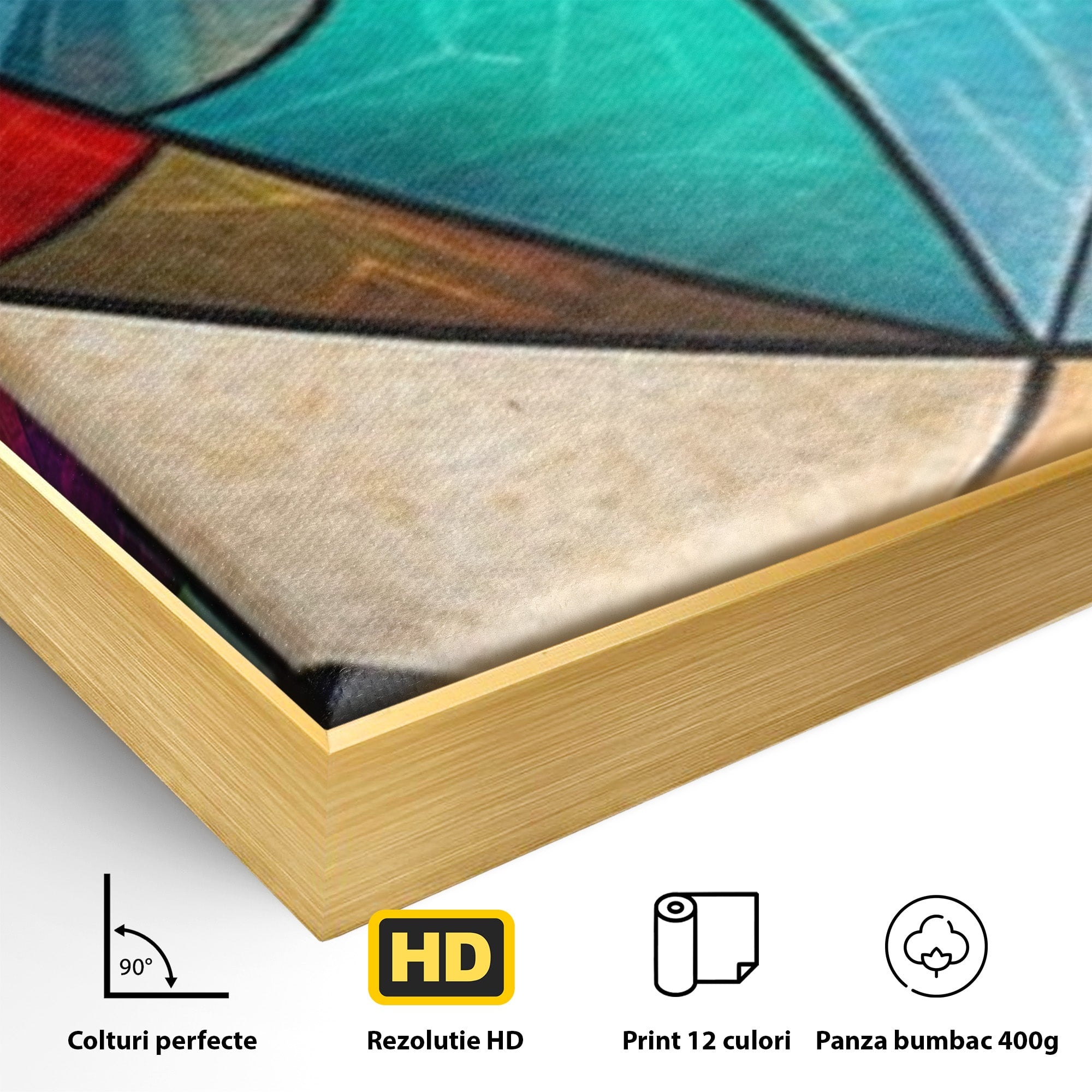 Set 3 Tablouri Canvas Premium LuxCanva® C3-1287, Vitralii Interioare, Geometrie, Culori, Abstract, Mozaic, Vitraliu, Fluid, Lumina, Arc, Val, Transparenta, Armonie, Expresiv, Curgere, Birou, Living, Dormitor